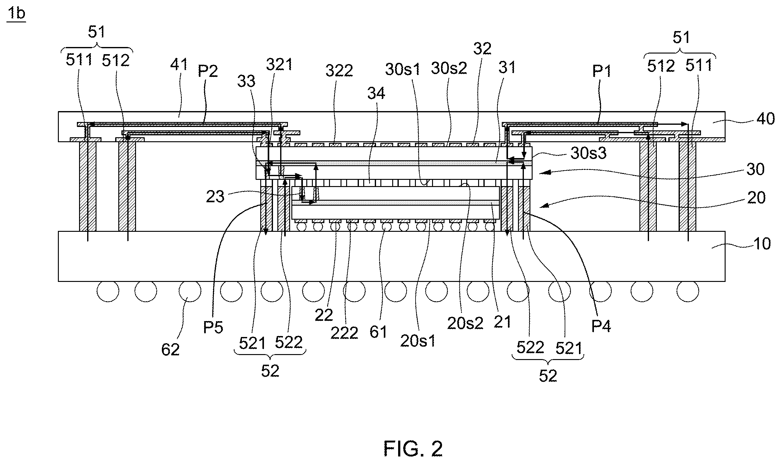 Patent US12347811 Figure 2 – Electronic device including electronic component receiving power from two sides