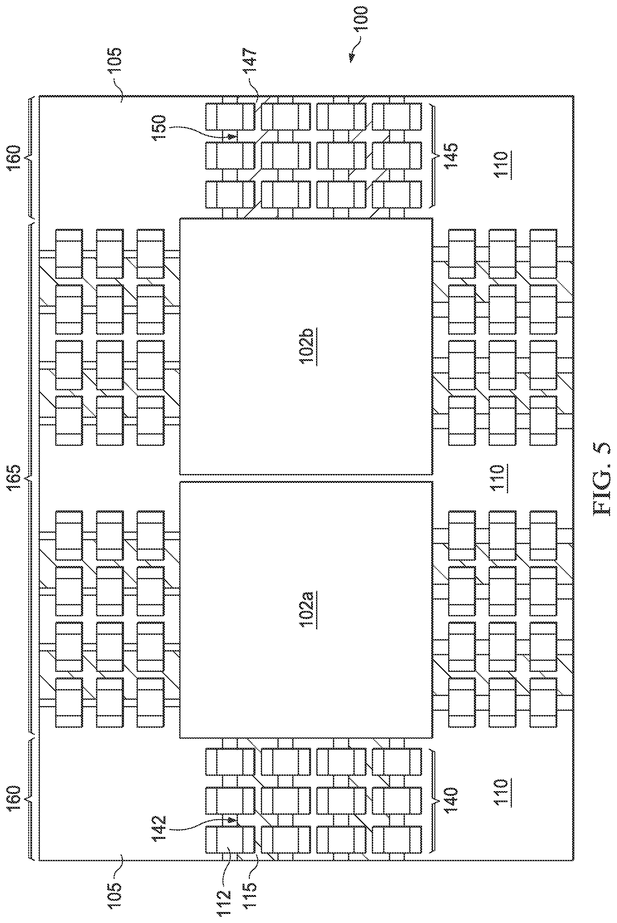 Patent US12347816 Figure 4 – Integrated circuit package with decoupling capacitors