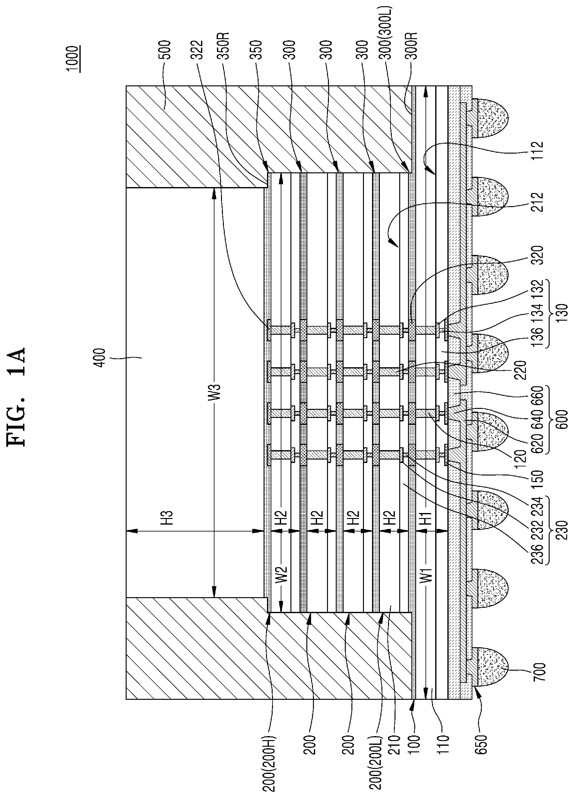 Patent US12347819 Figure 1 – Semiconductor package having stacked semiconductor chips