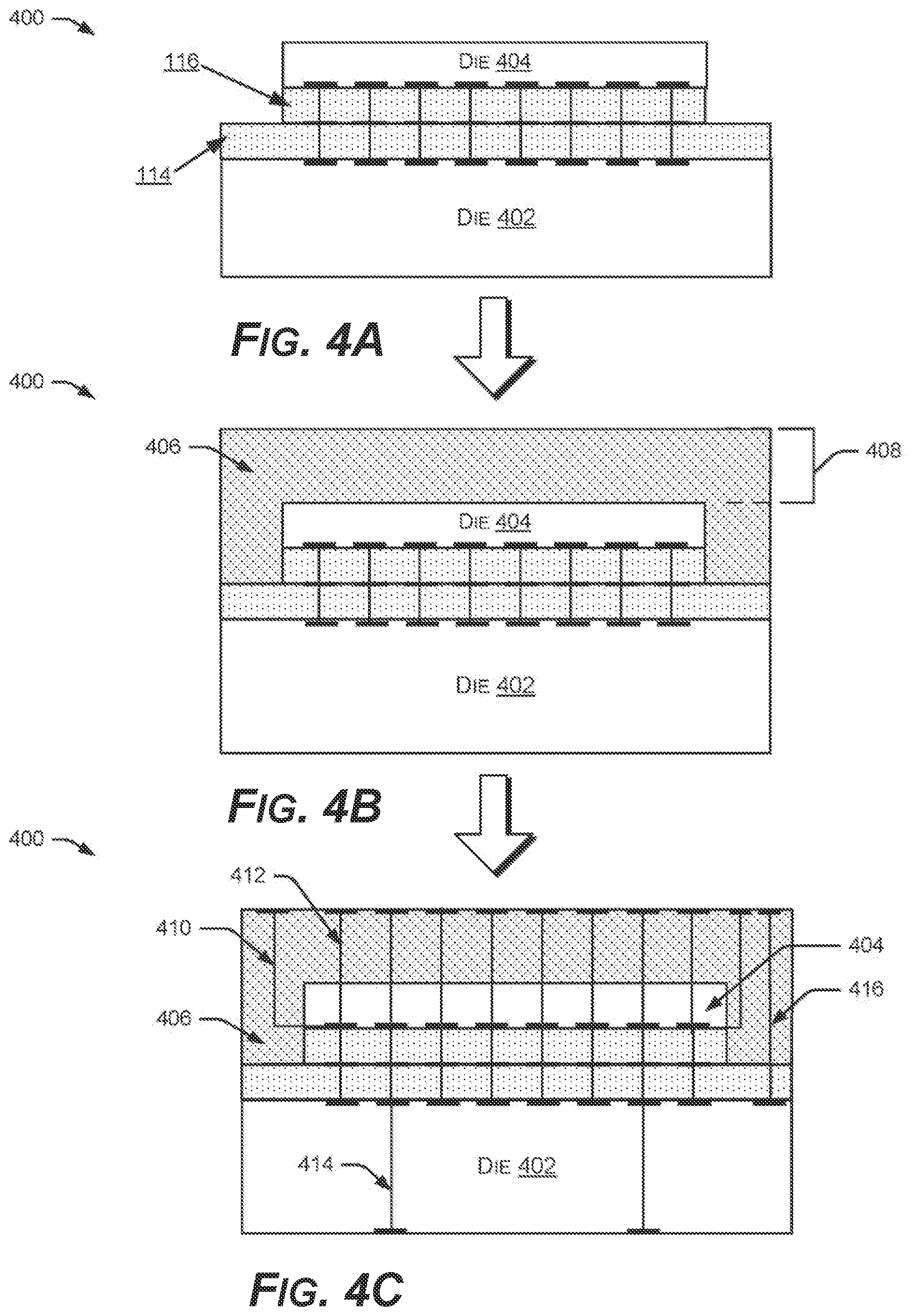 Patent US12347820 Figure 4 – Stacked devices and methods of fabrication