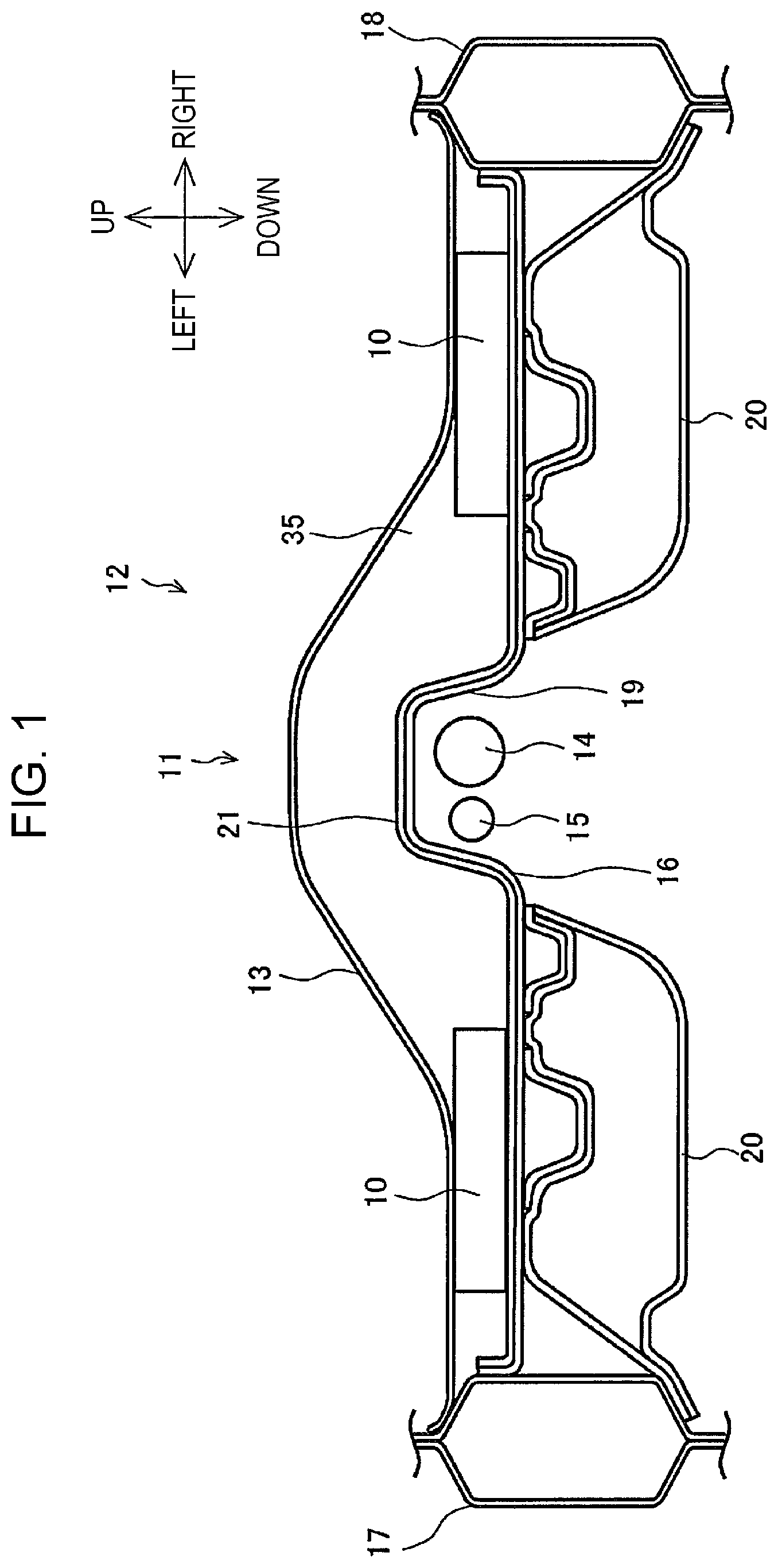 Patent US12347881 Figure 1 – Battery-module protection structure