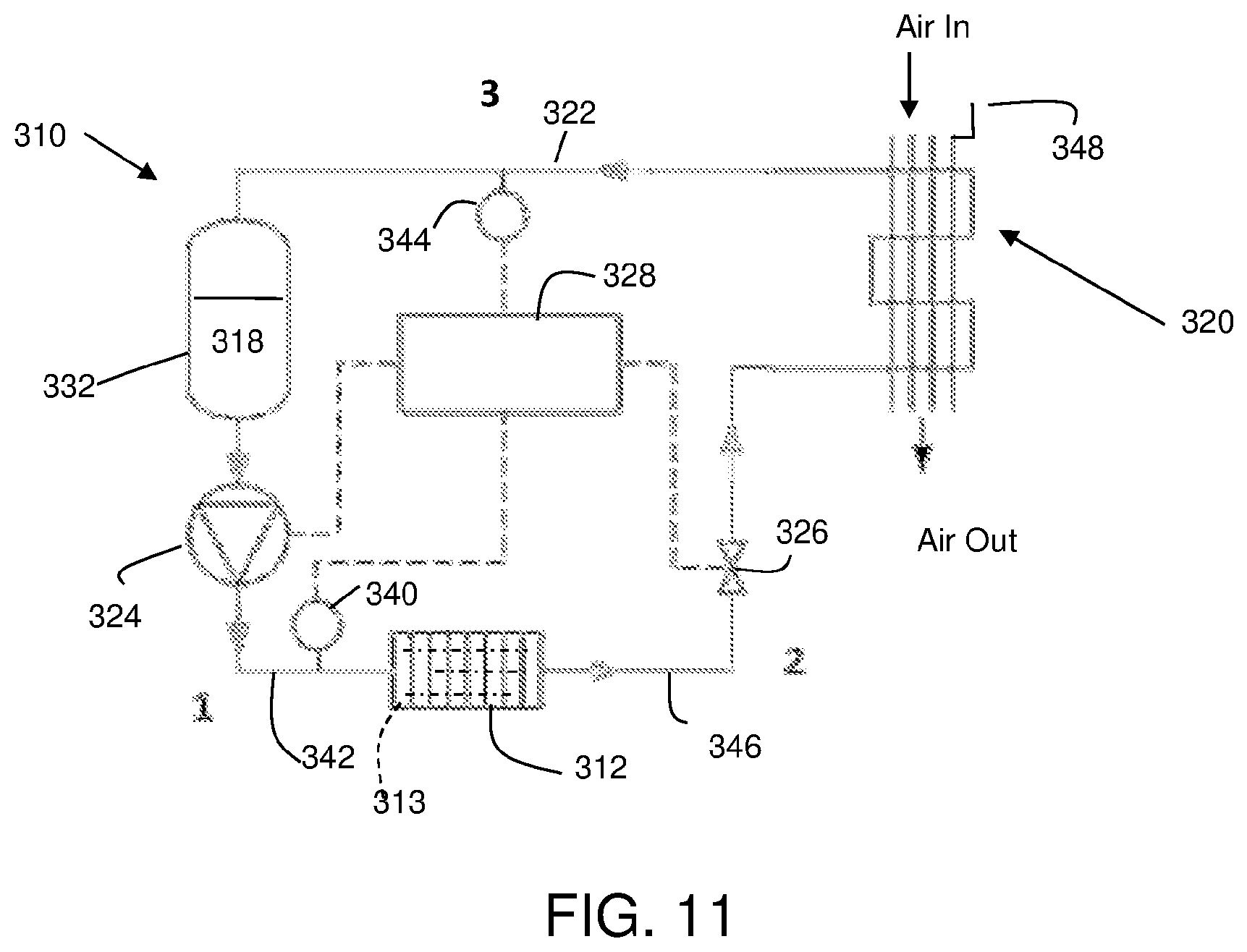 Patent US12347896 Figure 11 – Pumped two-phase fuel cell cooling