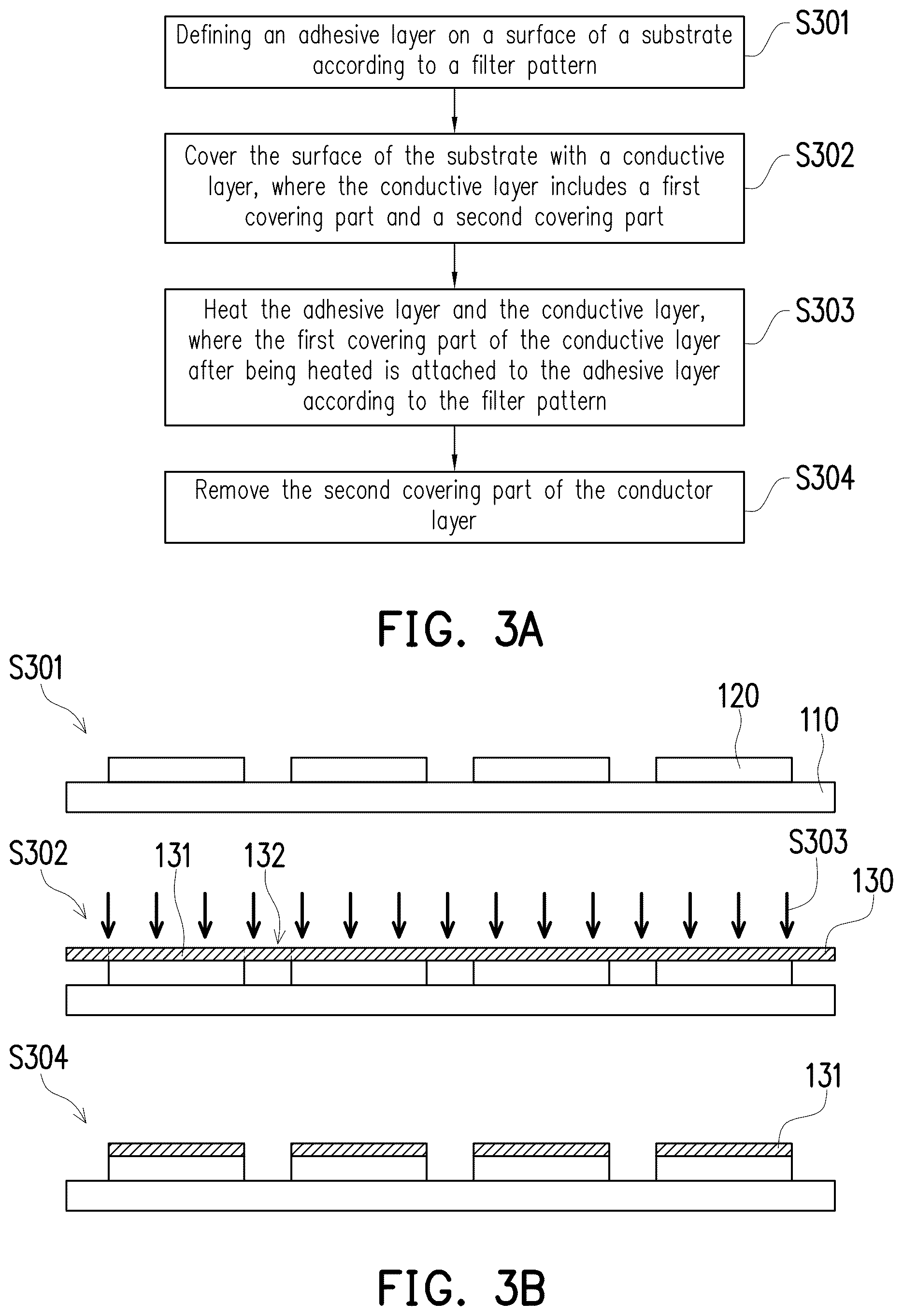 Patent US12347911 Figure 4 – Filter with adhesively bonded filter patterns and manufacturing method thereof