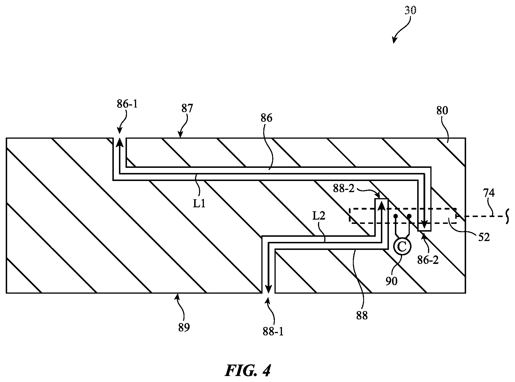 Patent US12347929 Figure 4 – Antenna feed structure