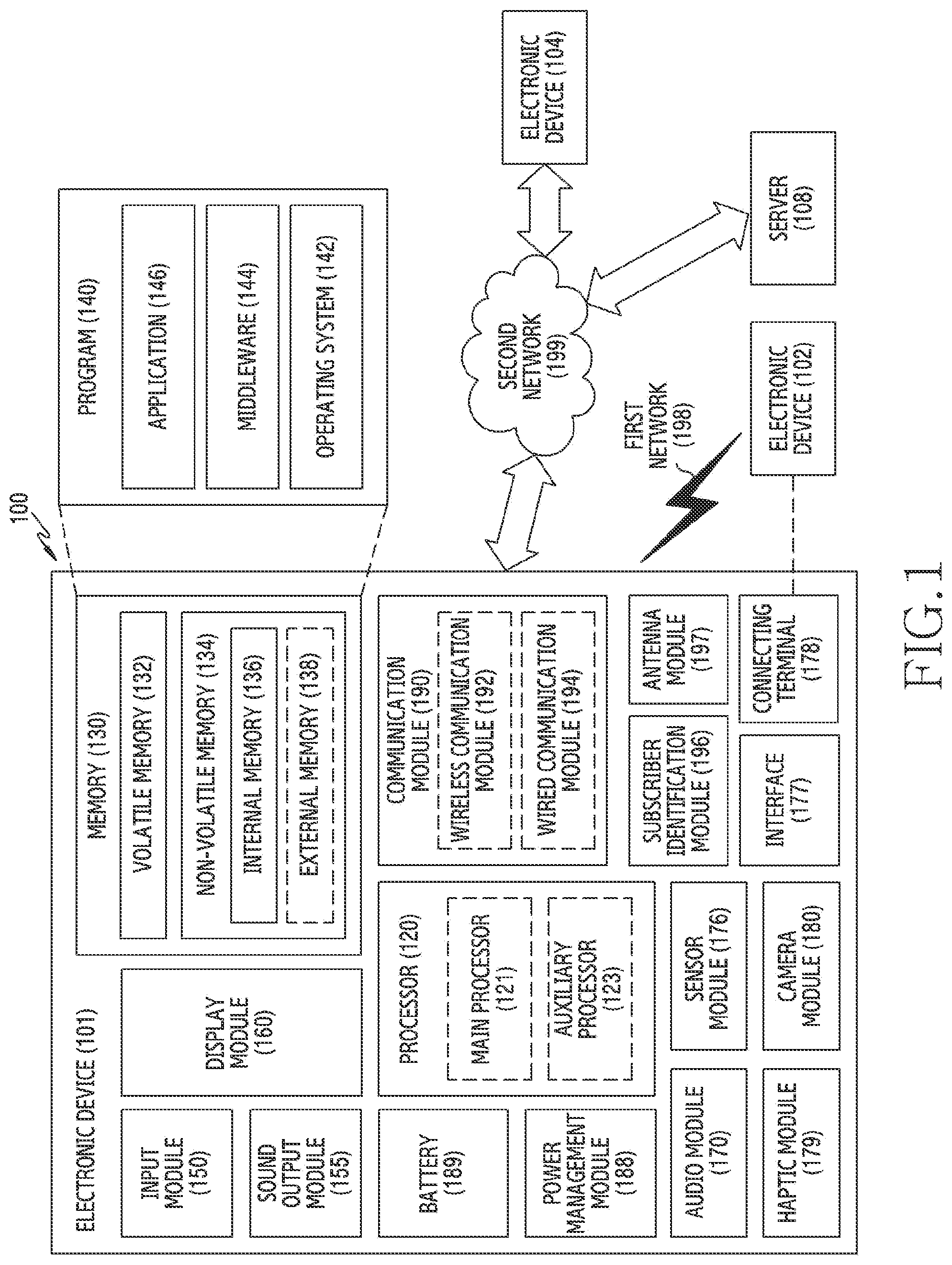 Patent US12347931 Figure 1 – Electronic device including antennas