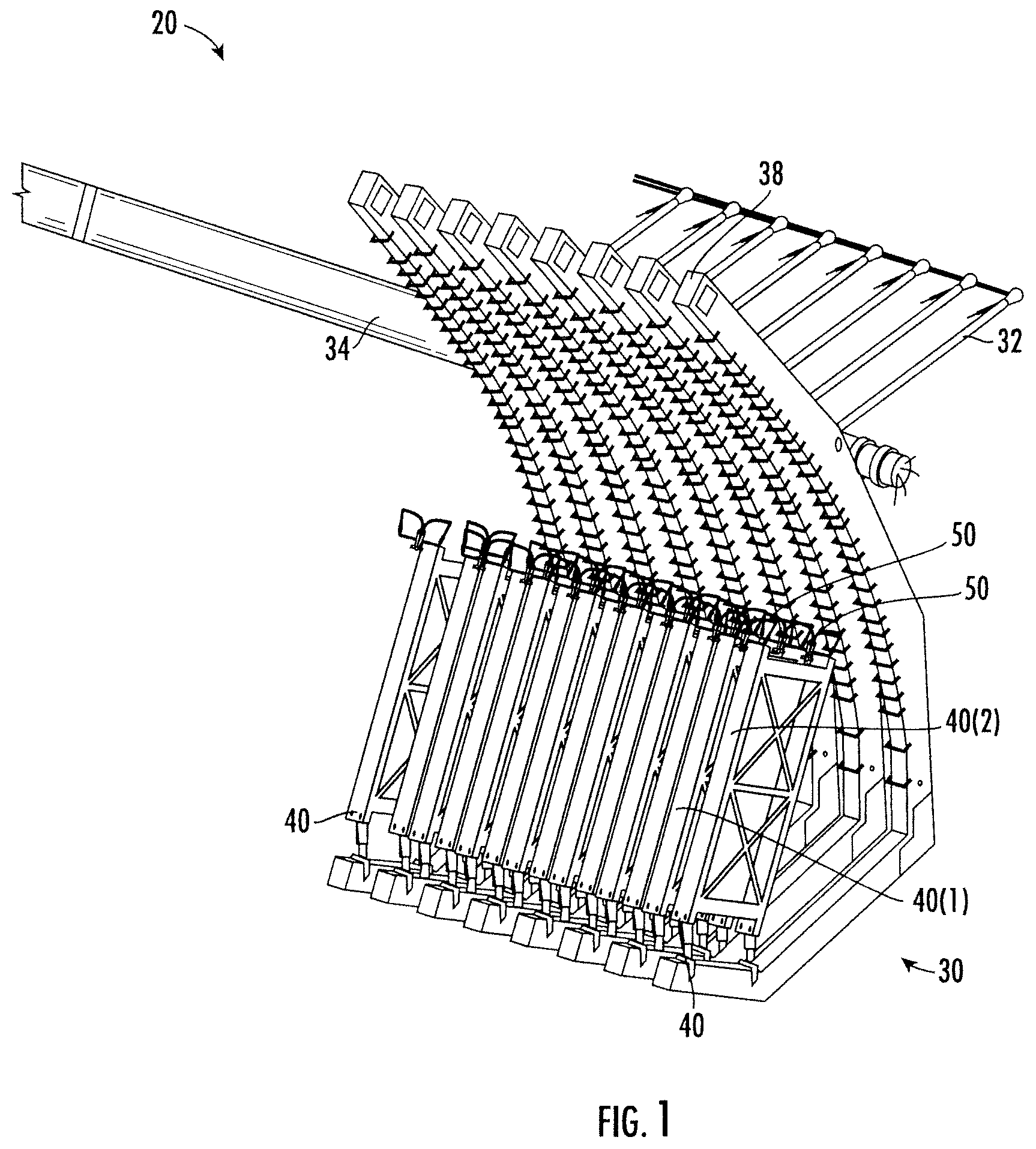 Patent US12347937 Figure 1 – Spaceborne antenna with rolling flex hinges and associated methods