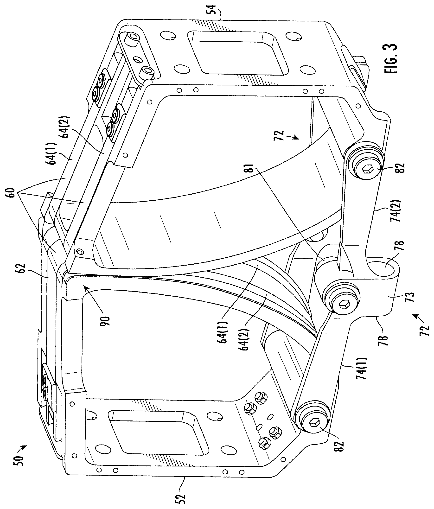 Patent US12347937 Figure 3 – Spaceborne antenna with rolling flex hinges and associated methods