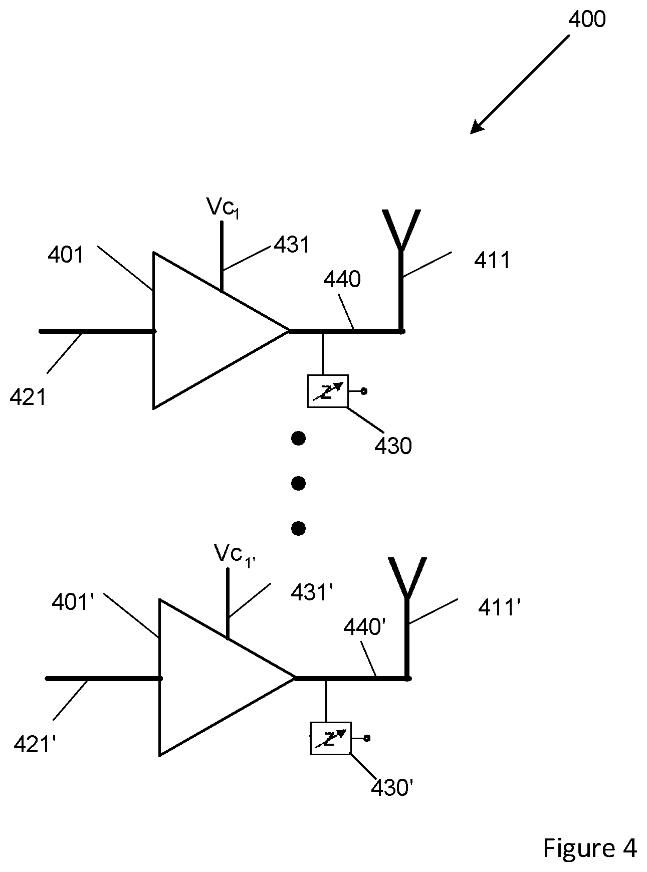 Patent US12347938 Figure 4 – Method and device for controlling the output efficiency of a plurality of amplifiers