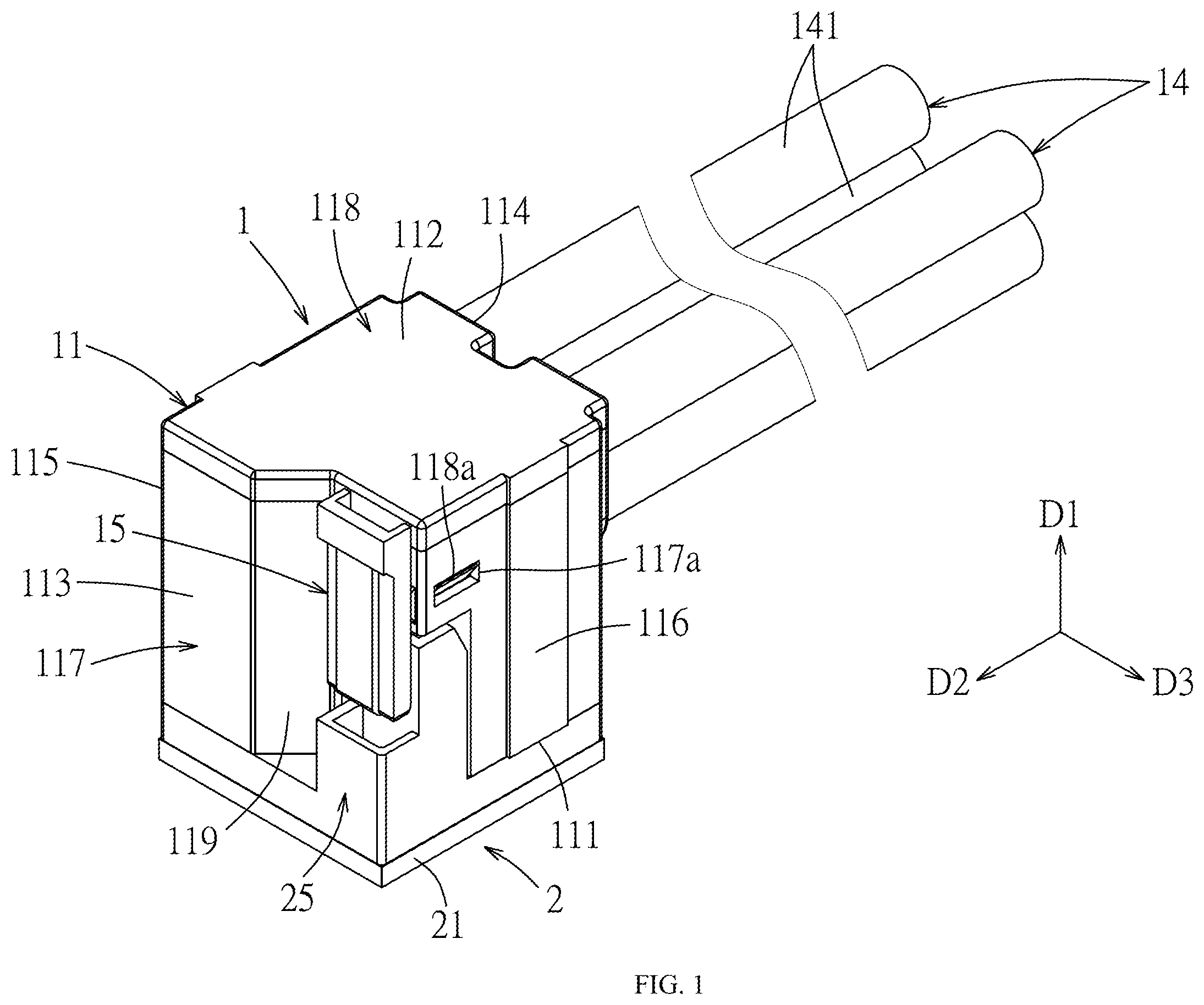 Patent US12347951 Figure 1 – Cable-end connector, board-end connector and assembly thereof