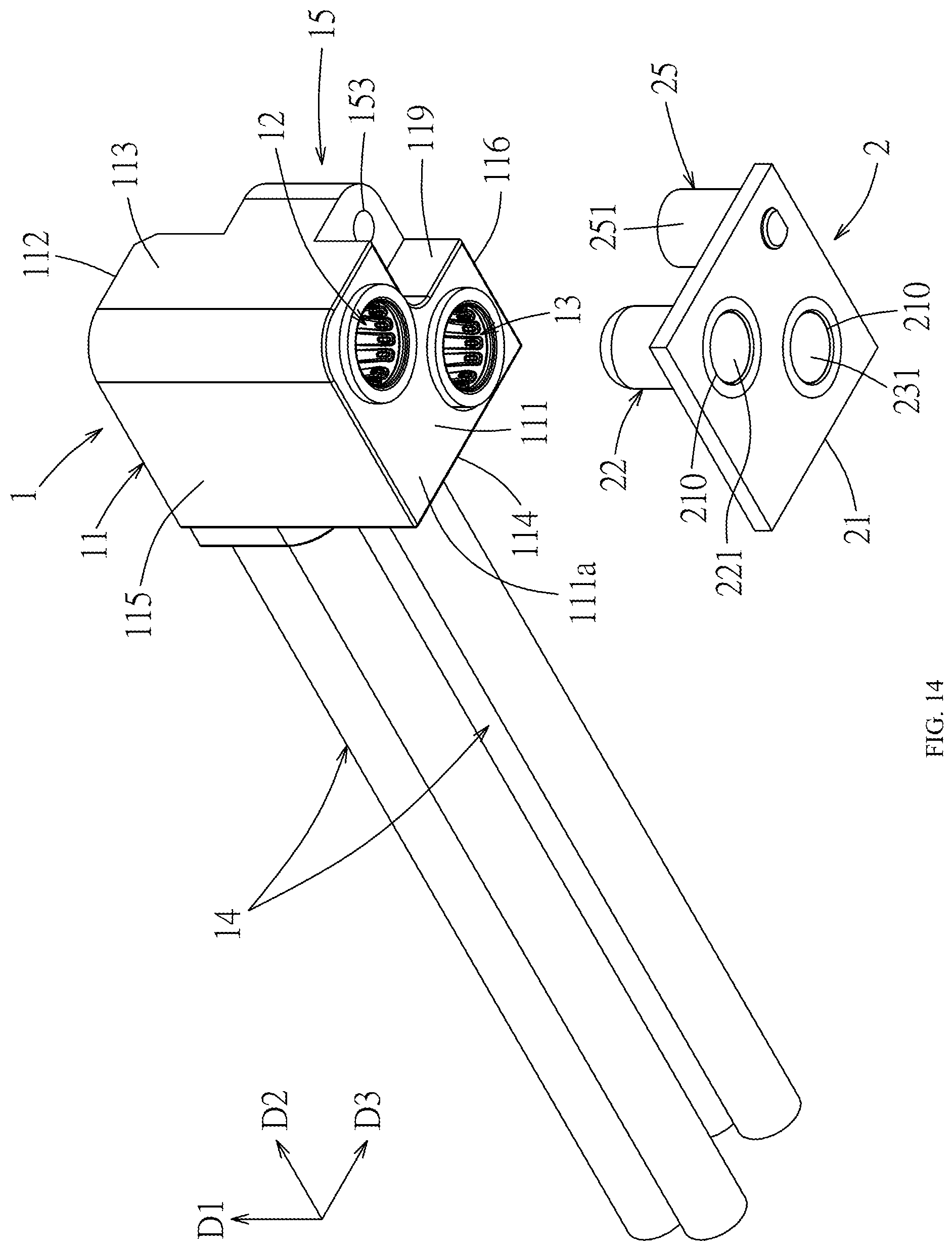 Patent US12347951 Figure 14 – Cable-end connector, board-end connector and assembly thereof