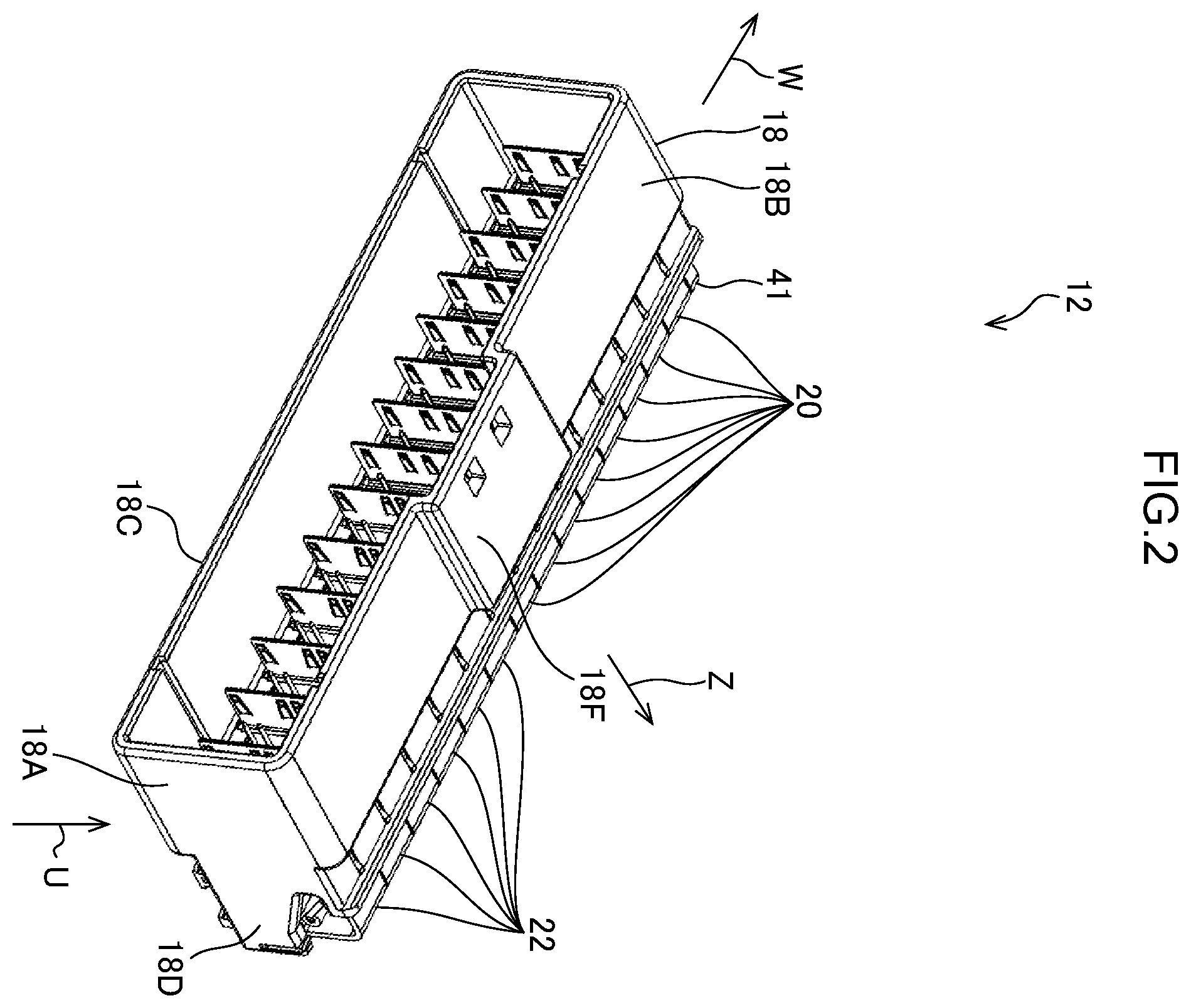 Patent US12347958 Figure 2 – Electrical connector with inner and out terminals with a compact configuration and connector set using the same