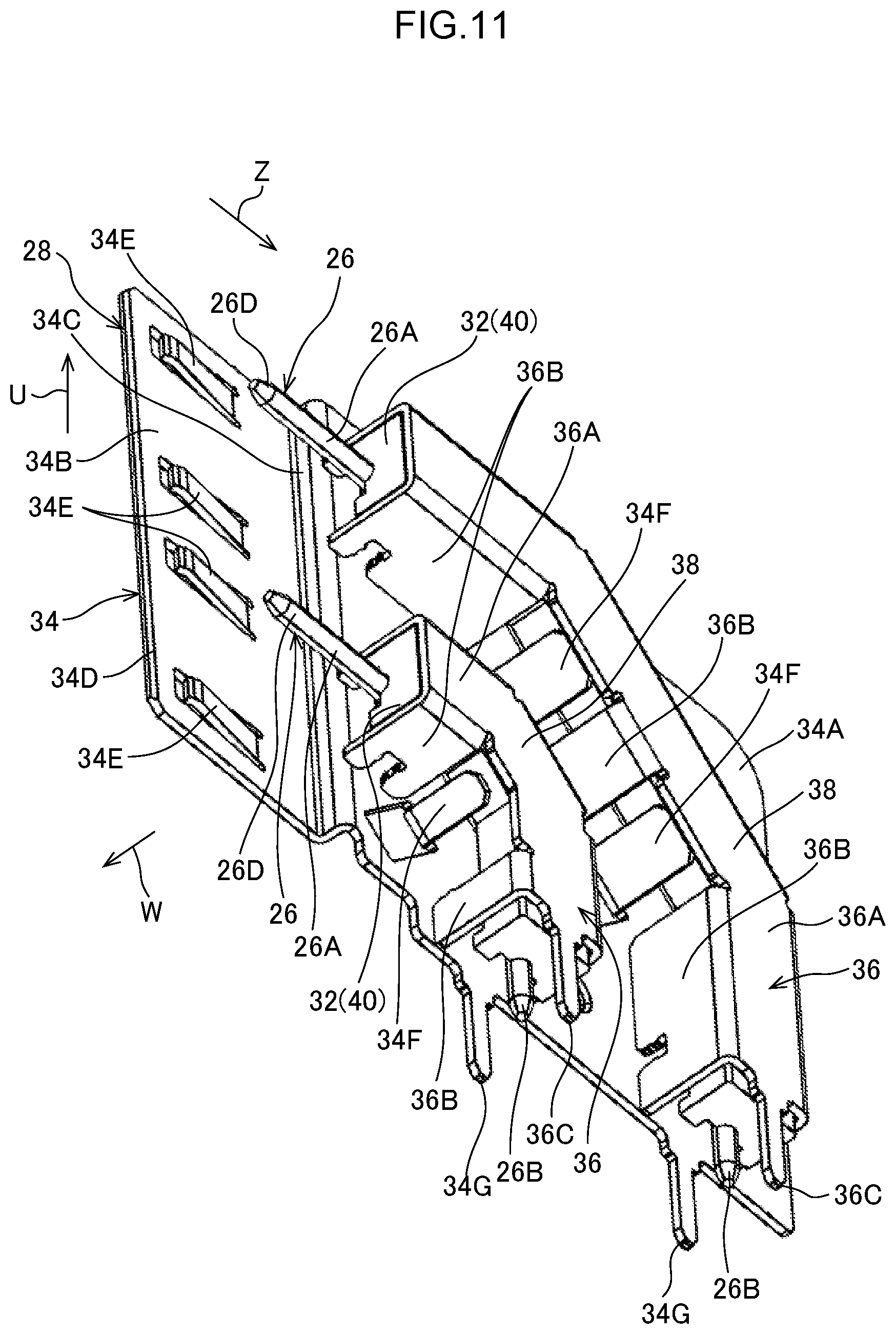 Patent US12347958 Figure 11 – Electrical connector with inner and out terminals with a compact configuration and connector set using the same