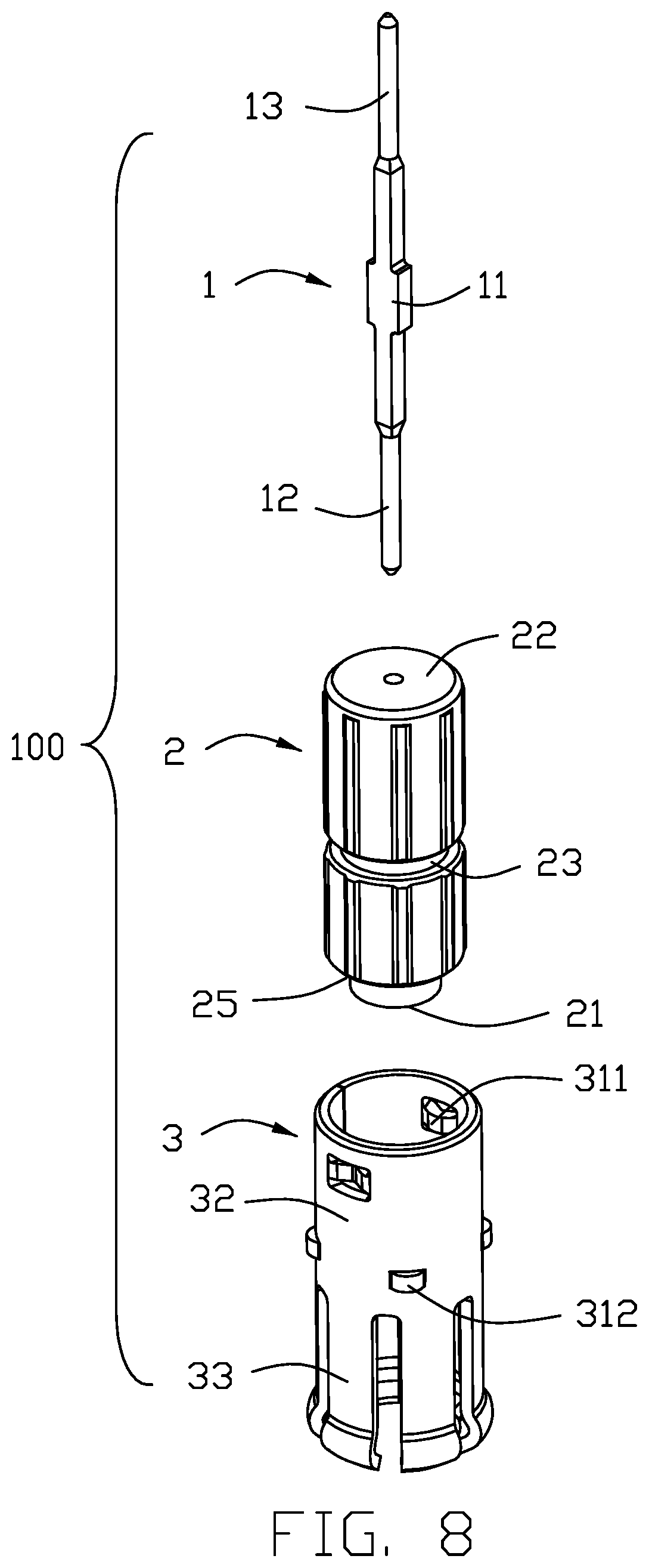 Patent US12347963 Figure 8 – Electrical connector assembly having a metal plate for mounting a connector to a housing