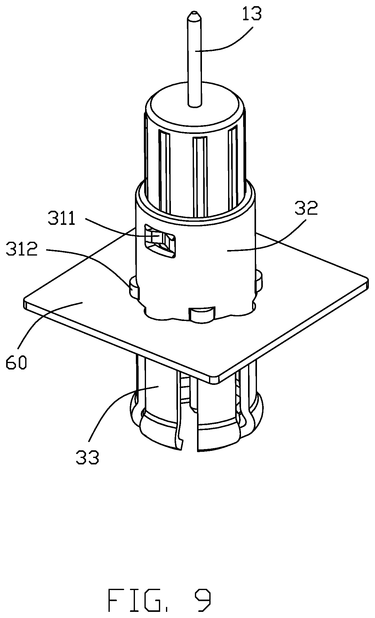 Patent US12347963 Figure 9 – Electrical connector assembly having a metal plate for mounting a connector to a housing