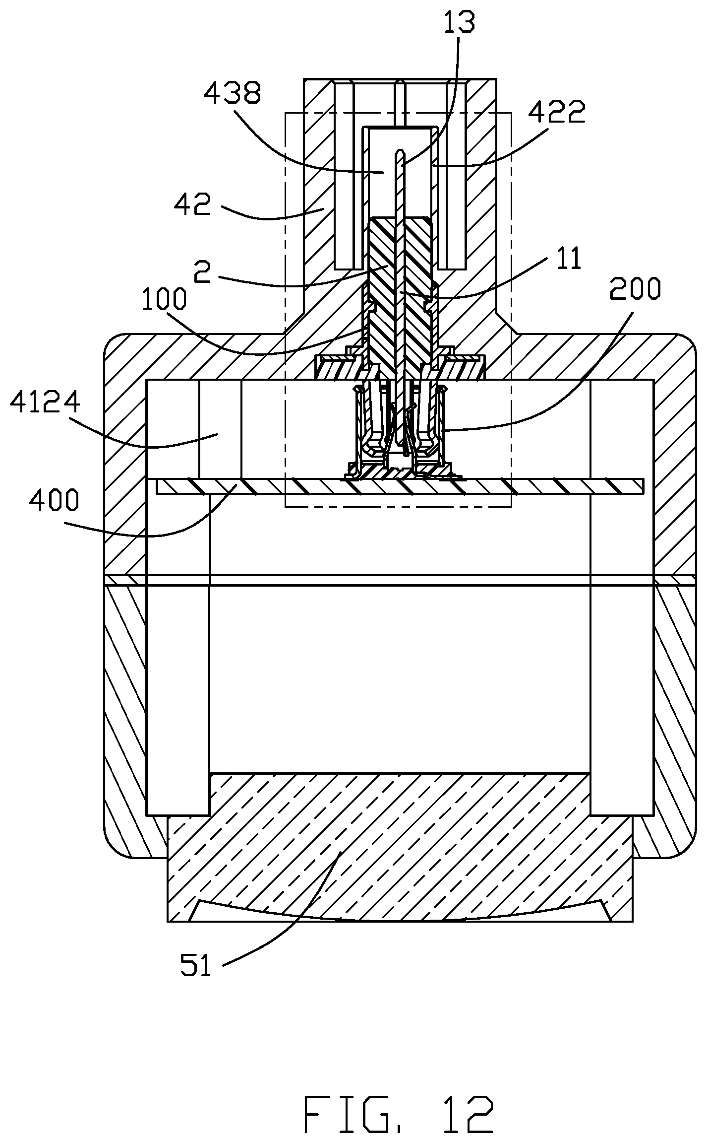 Patent US12347963 Figure 12 – Electrical connector assembly having a metal plate for mounting a connector to a housing