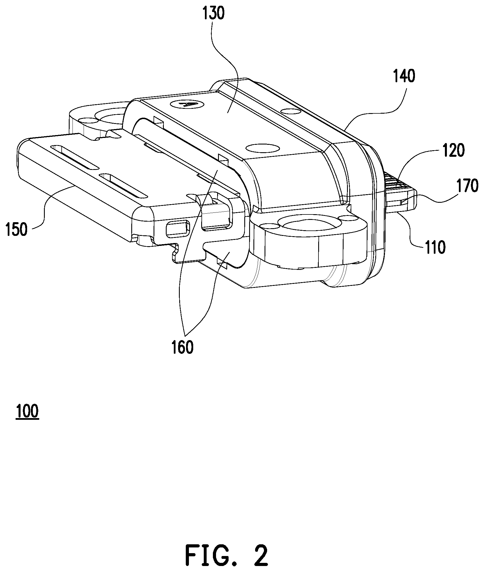 Patent US12347964 Figure 2 – Electrical connector with embedded integral shell structure