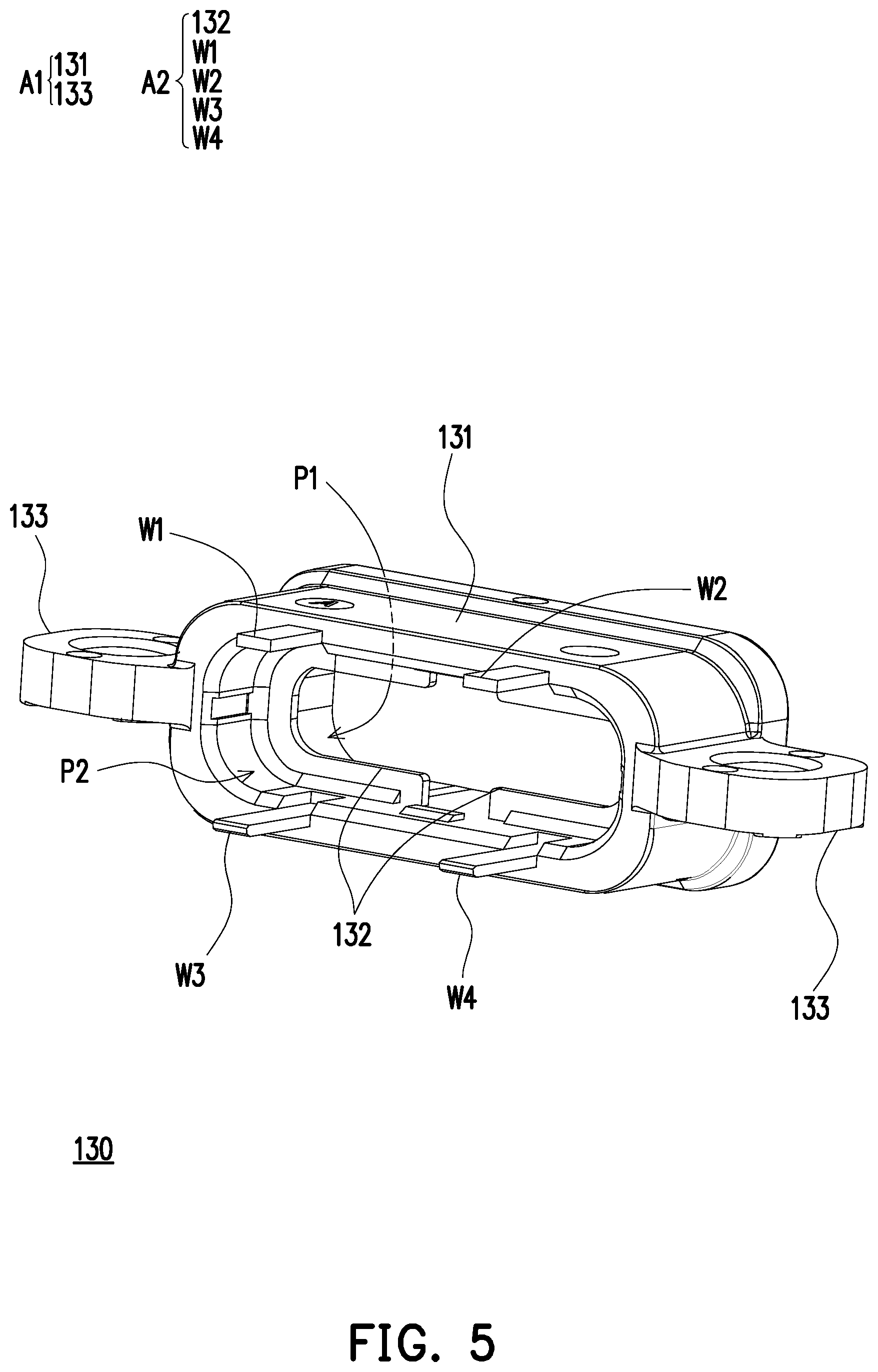Patent US12347964 Figure 5 – Electrical connector with embedded integral shell structure
