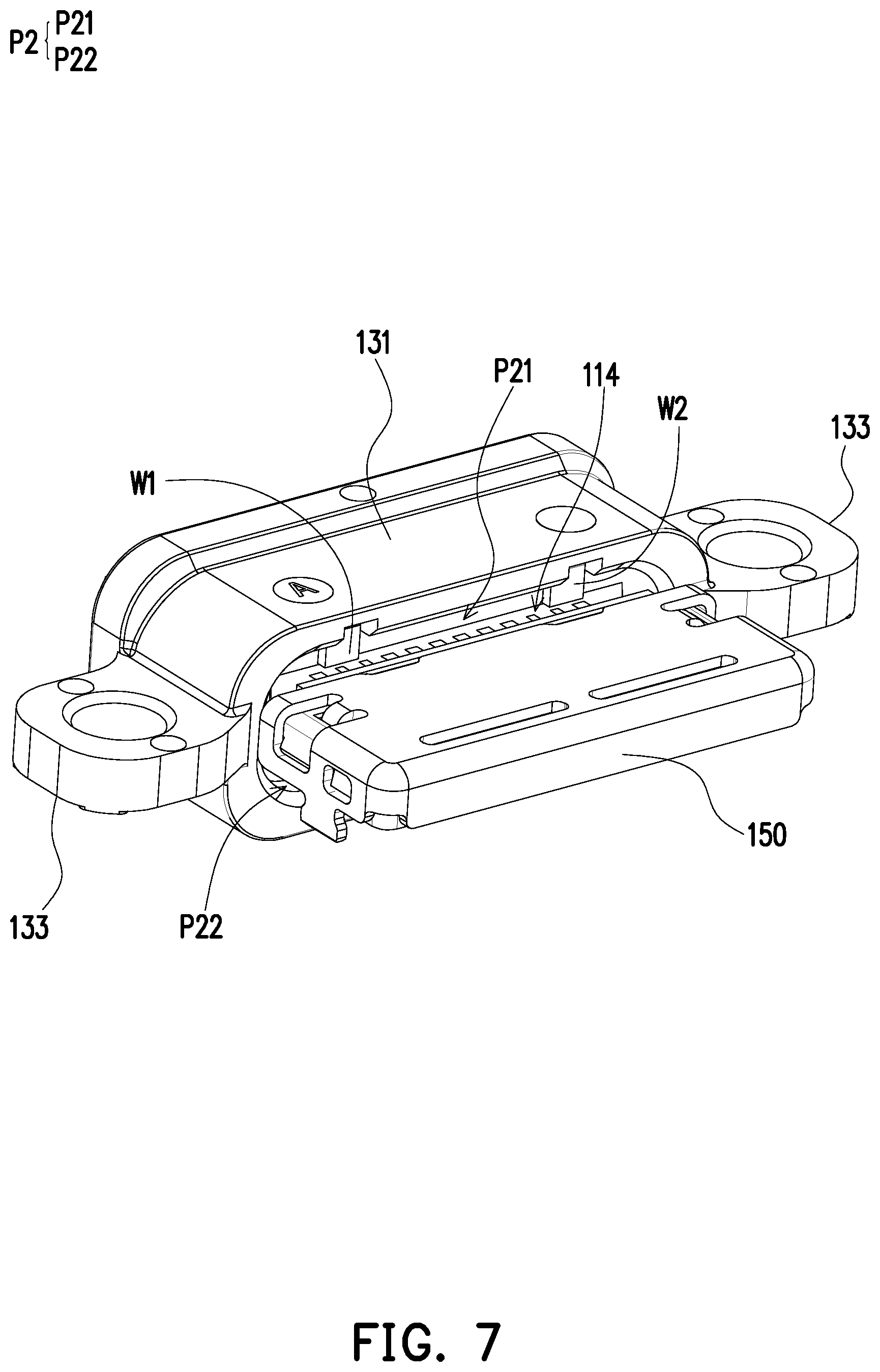 Patent US12347964 Figure 7 – Electrical connector with embedded integral shell structure