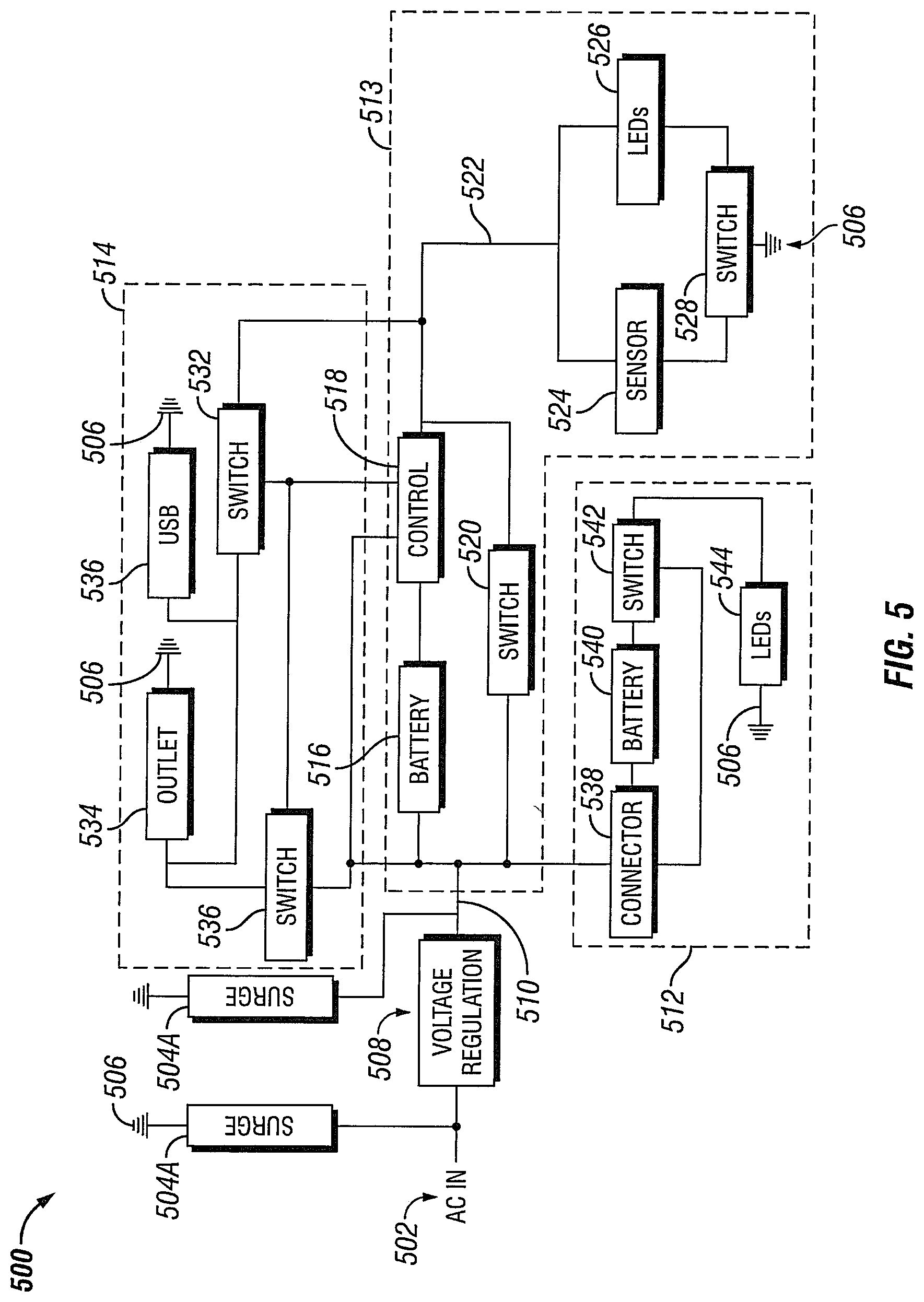 Patent US12347979 Figure 3 – Rechargeable USB electrical outlet with integrated lighting with connectivity