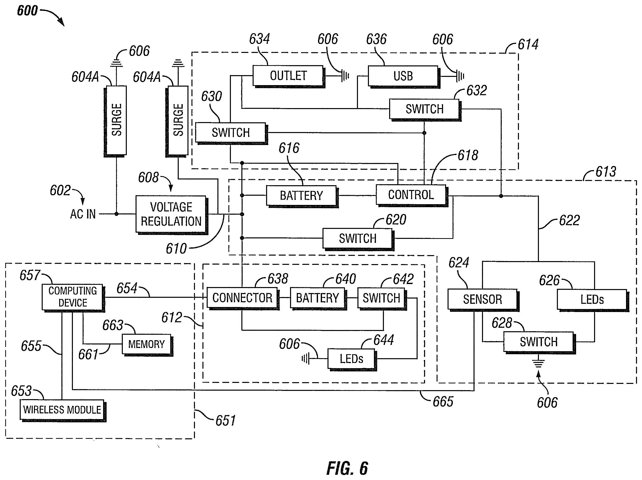 Patent US12347979 Figure 4 – Rechargeable USB electrical outlet with integrated lighting with connectivity