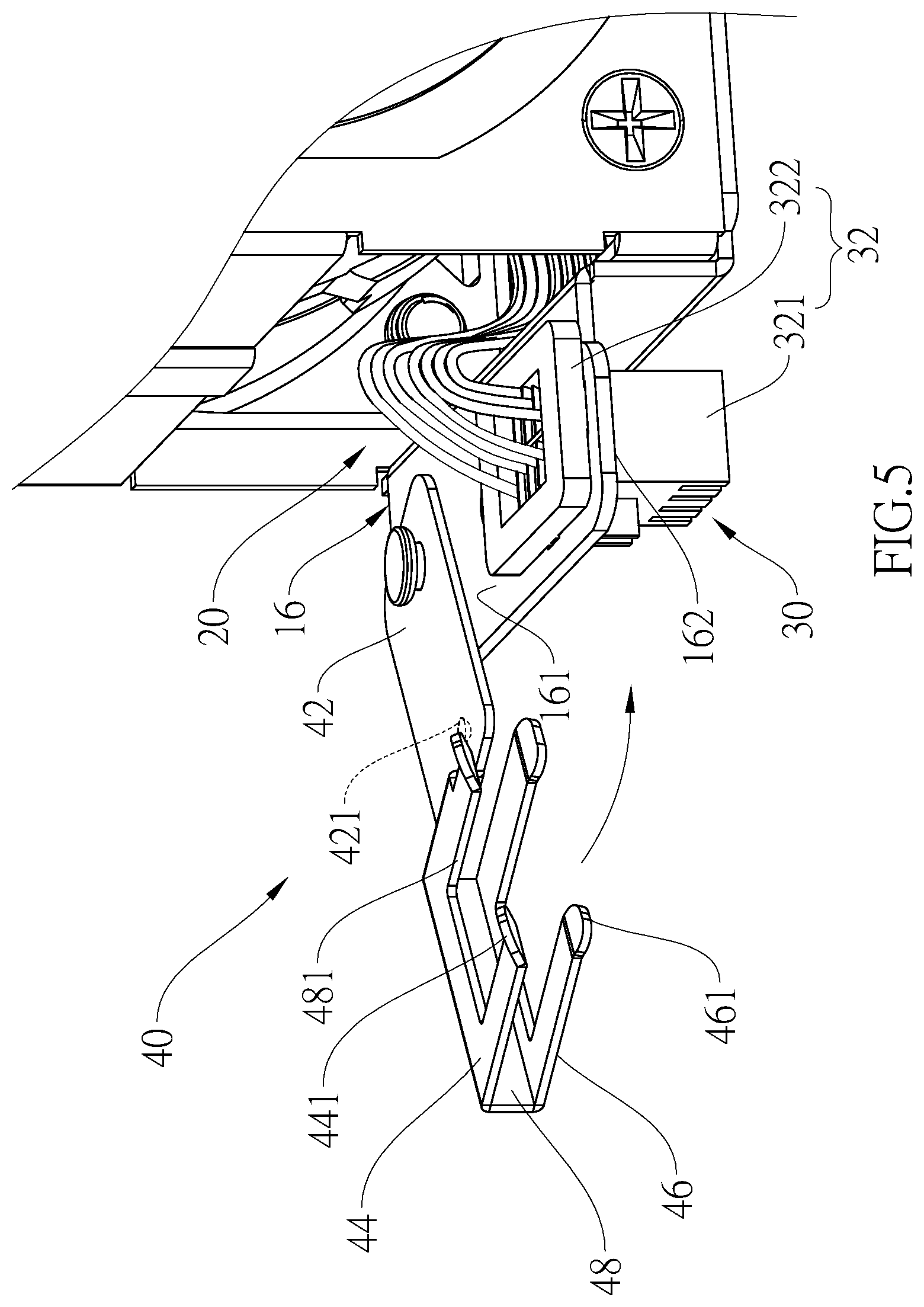 Patent US12347982 Figure 6 – Fan module, electrical device having connector restricting configuration, and a restricting frame