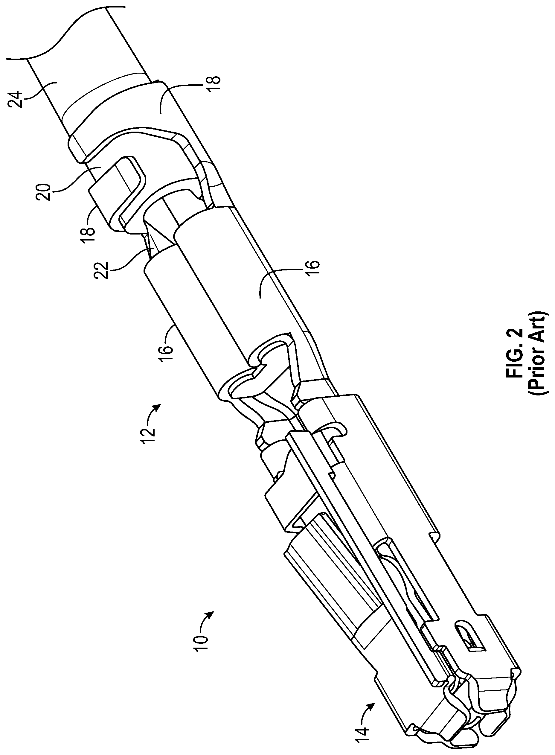 Patent US12347983 Figure 2 – Connector for an electrical terminal with a crimped spring