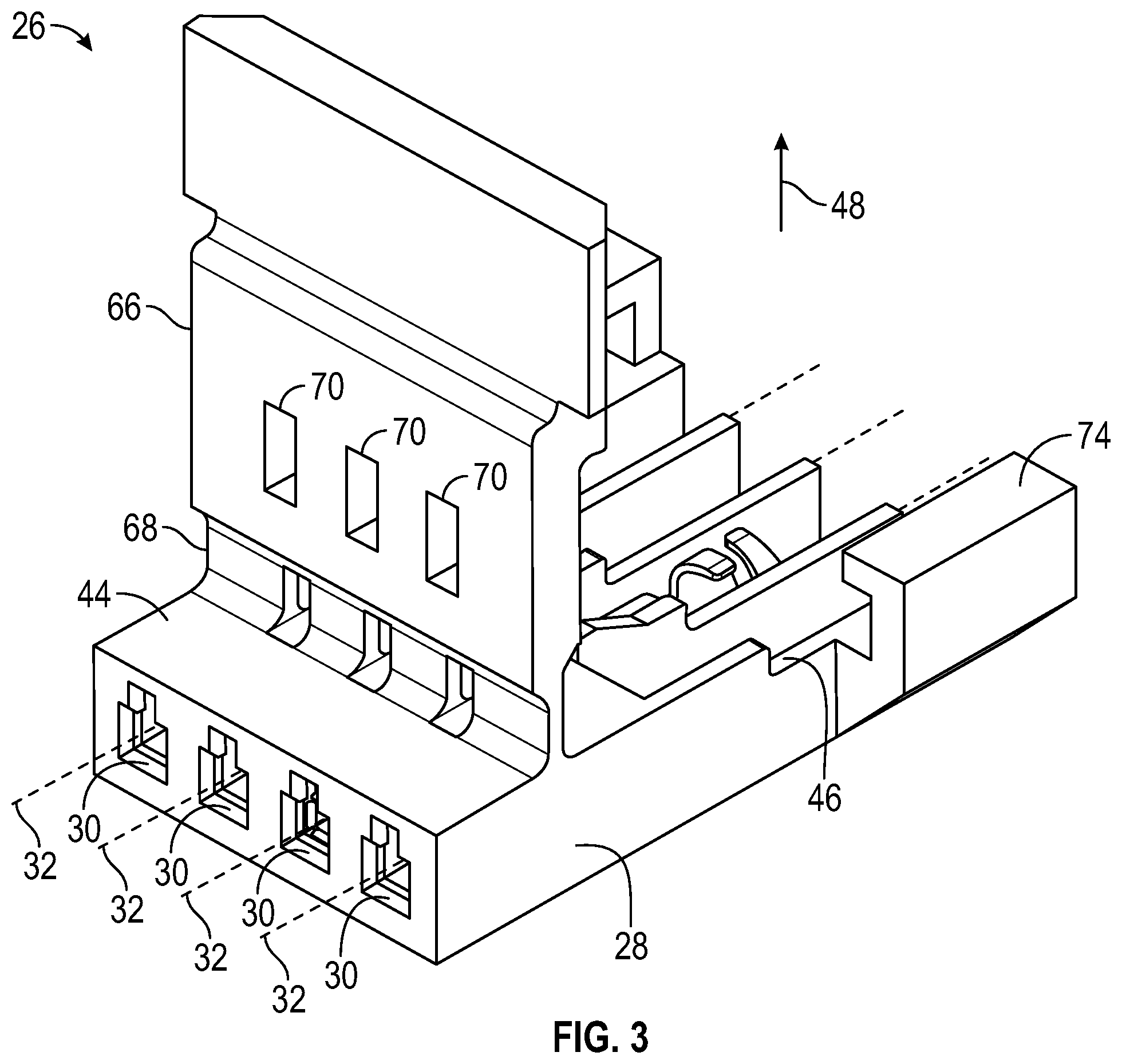 Patent US12347983 Figure 3 – Connector for an electrical terminal with a crimped spring