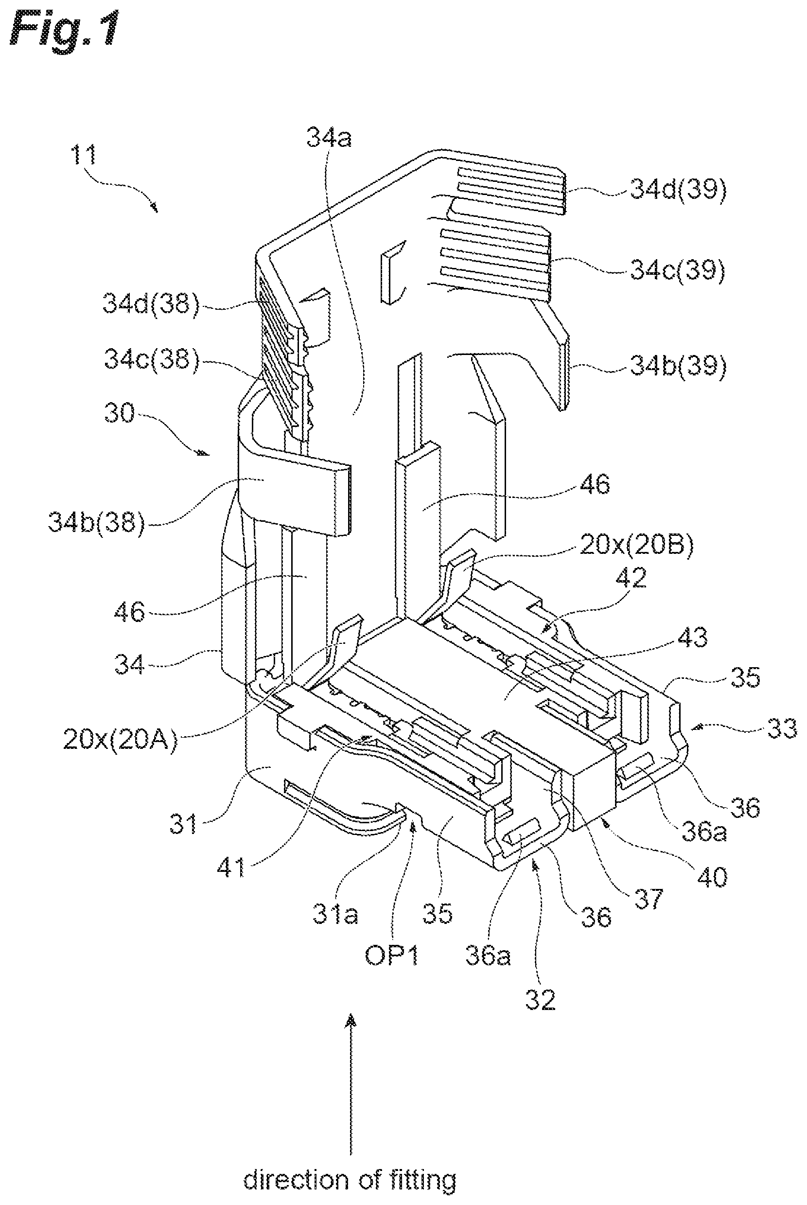 Patent US12347984 Figure 1 – Electrical connector