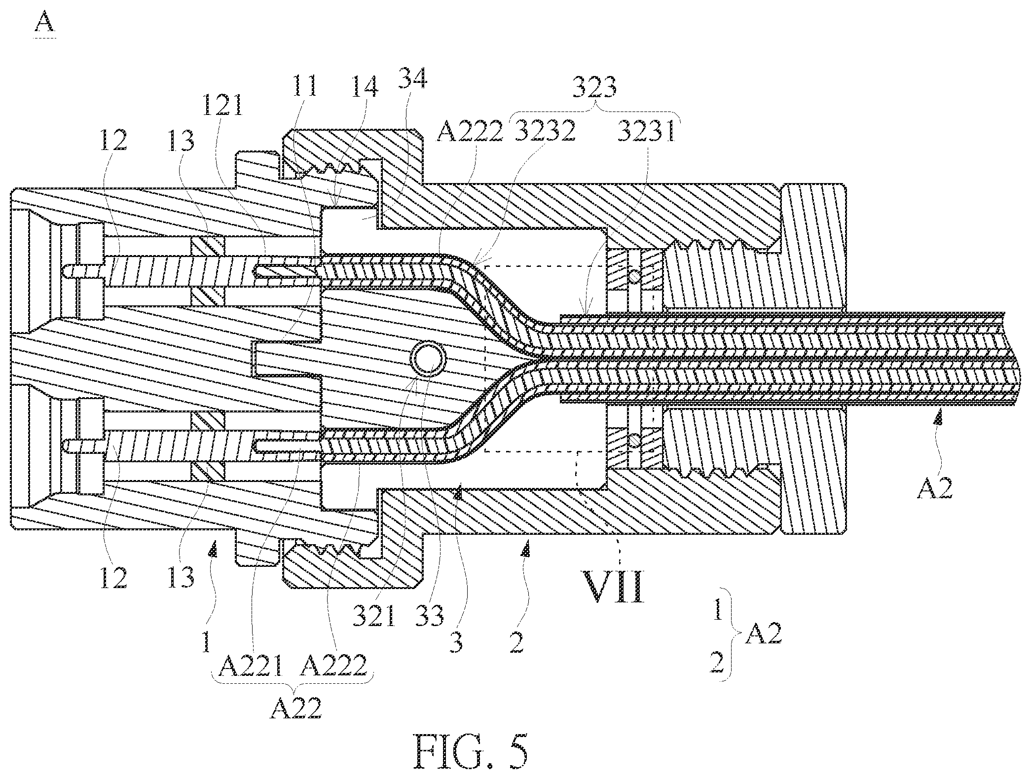 Patent US12347989 Figure 5 – Cable connection component and cable assembly