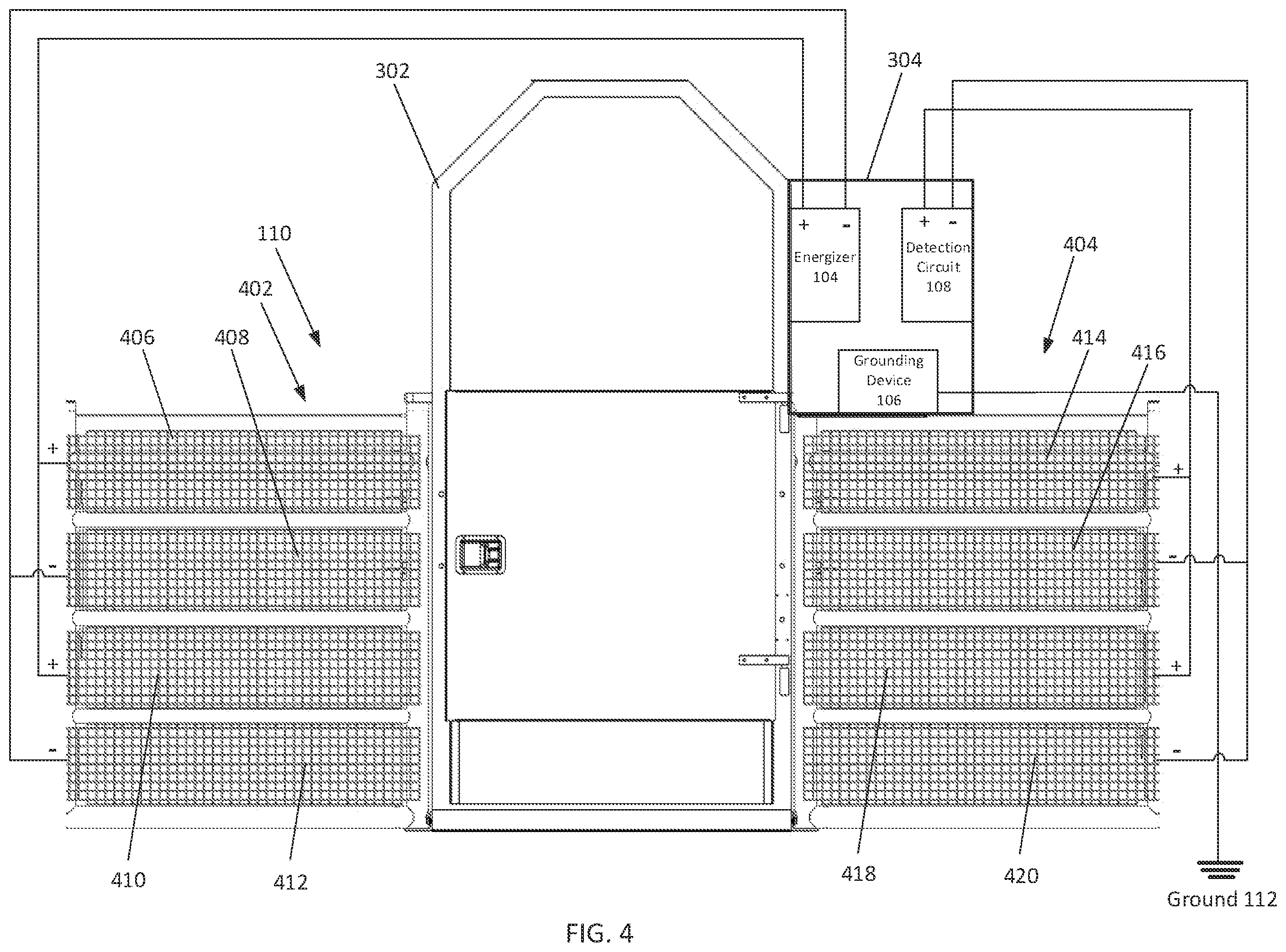 Patent US12348010 Figure 4 – Grounding device for electric fence
