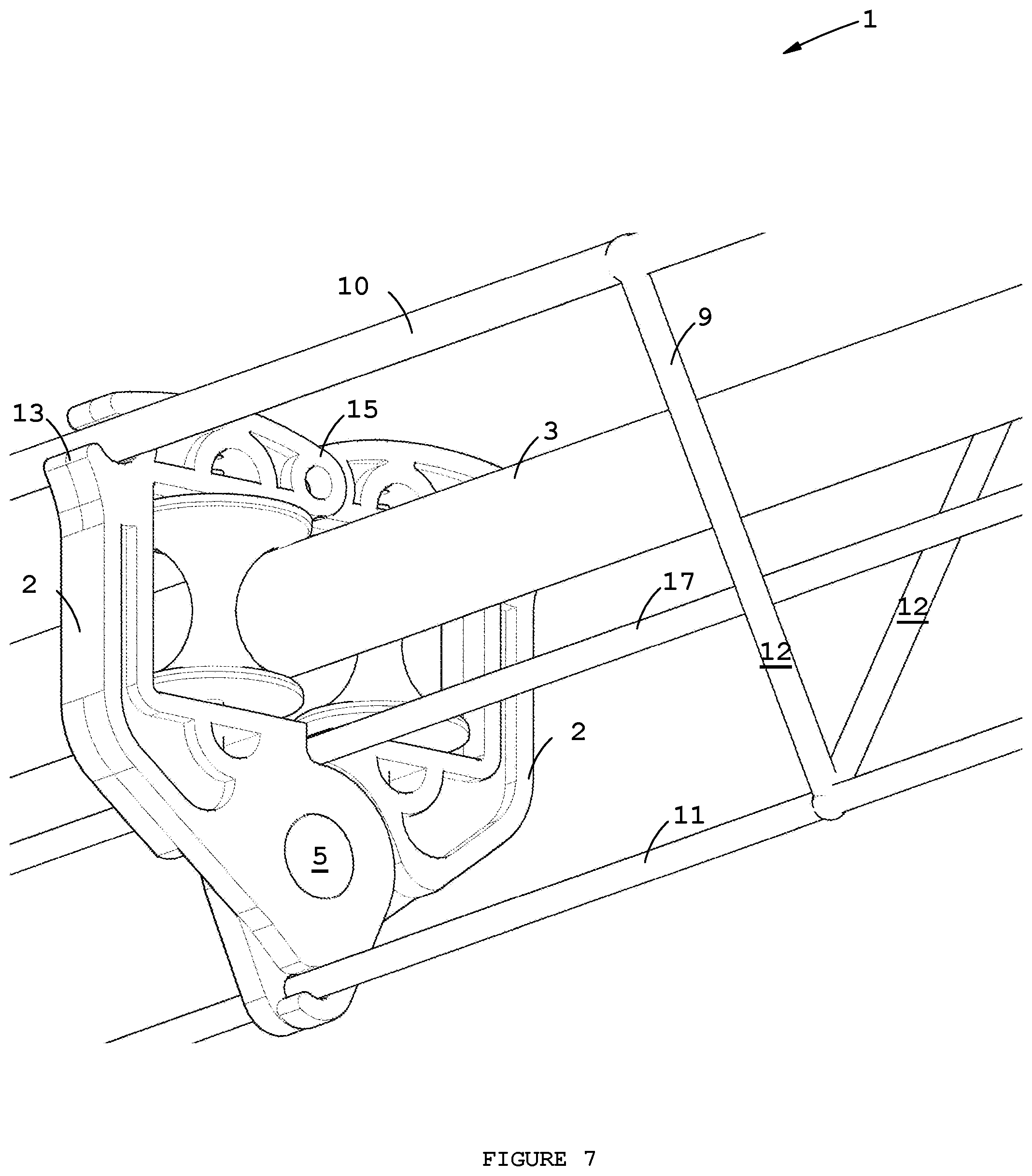 Patent US12348013 Figure 7 – Apparatus for attaching restraining means to a line
