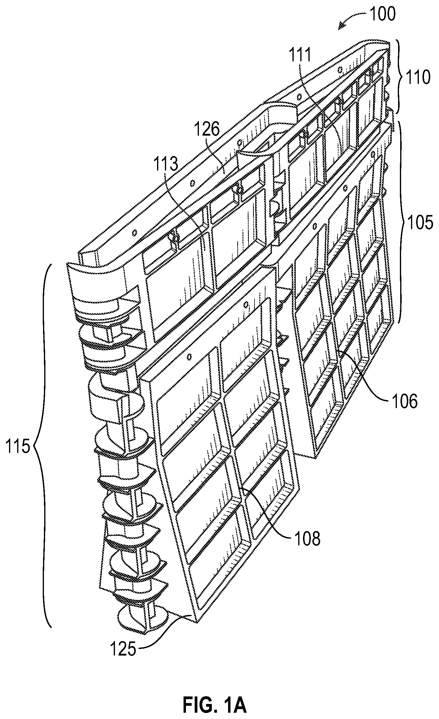 Patent US12348023 Figure 1 – Flared hinged-folding utility vault device