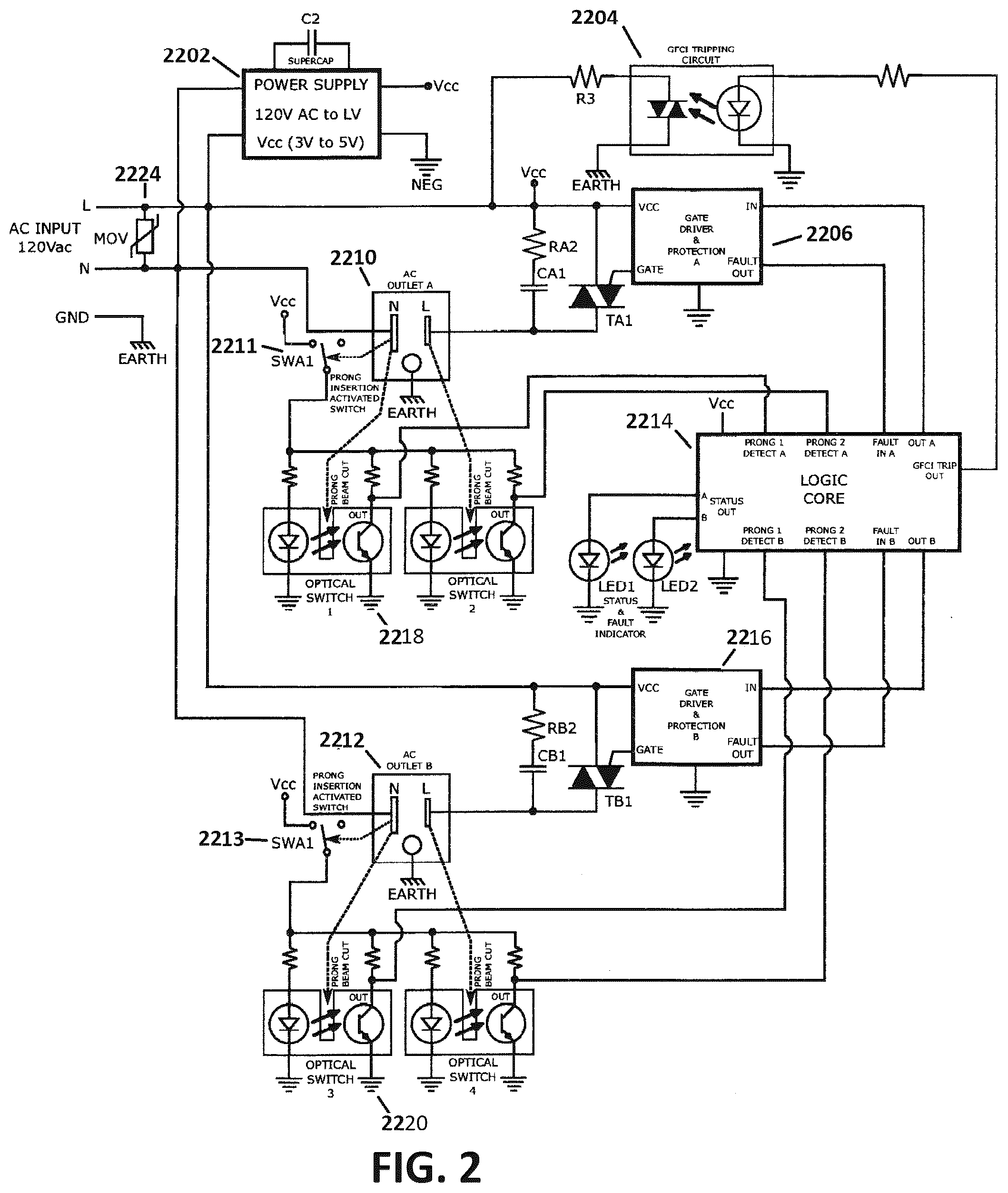 Patent US12348025 Figure 6 – Electrical receptacle fault protection