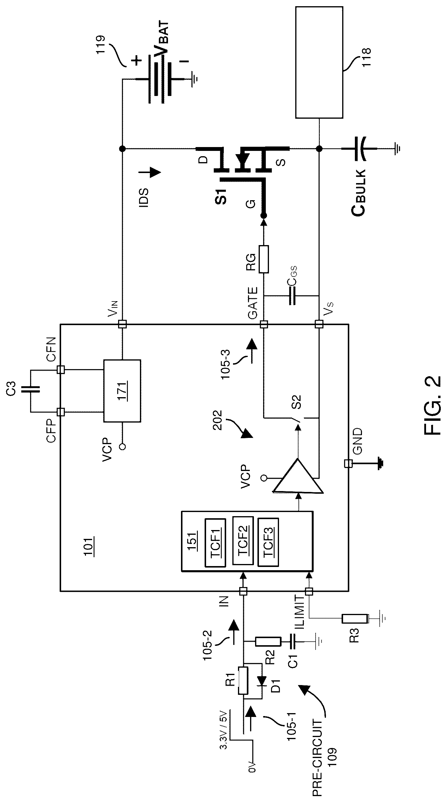 Patent US12348027 Figure 2 – Multi-function control circuit and pre-circuit configuration