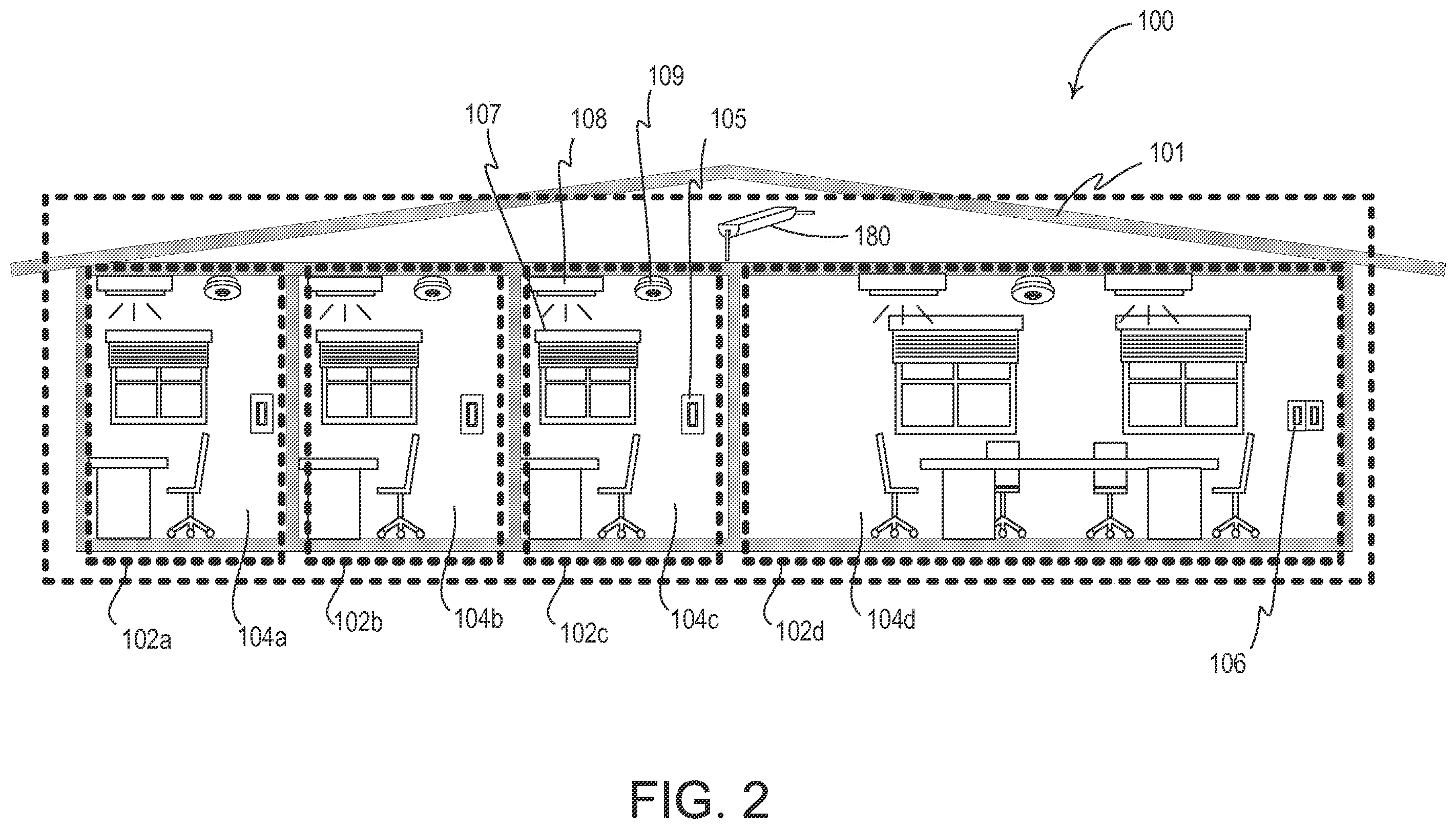 Patent US12348031 Figure 2 – Load control system having independently-controlled units responsive to a broadcast controller