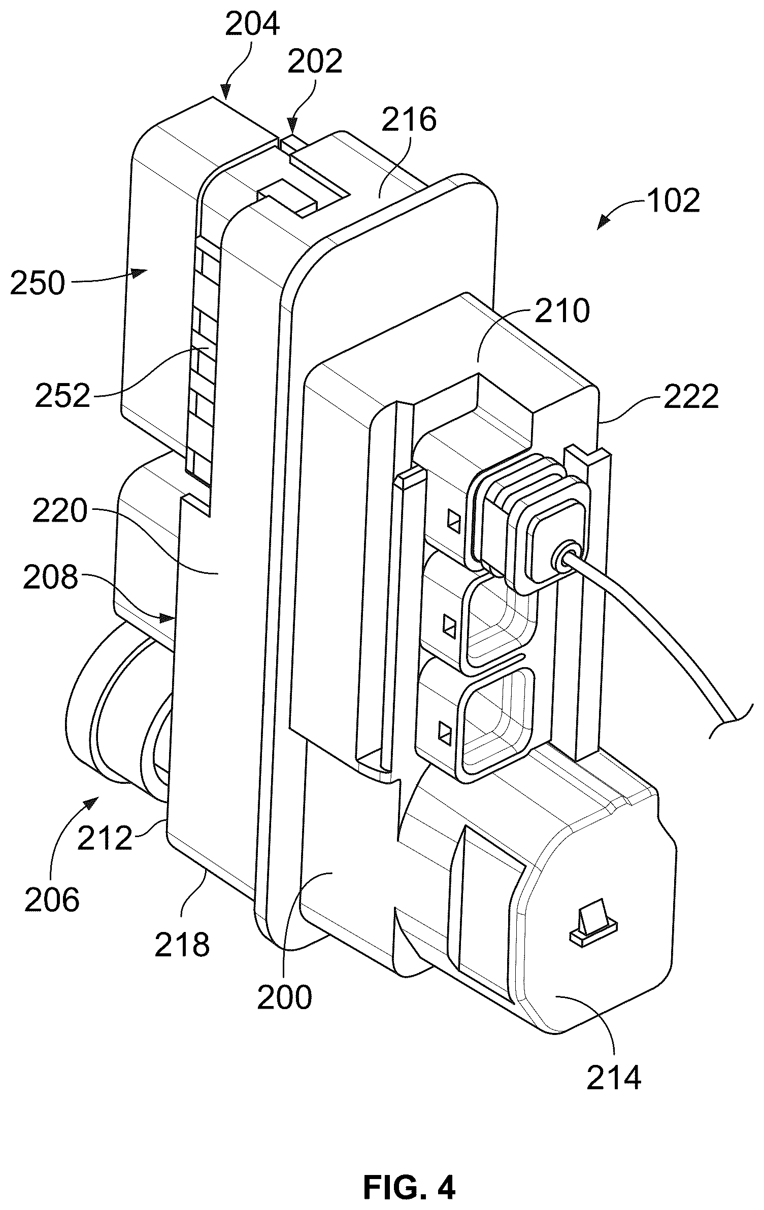 Patent US12348065 Figure 4 – Charging inlet assembly having a human machine interface (HMI) assembly