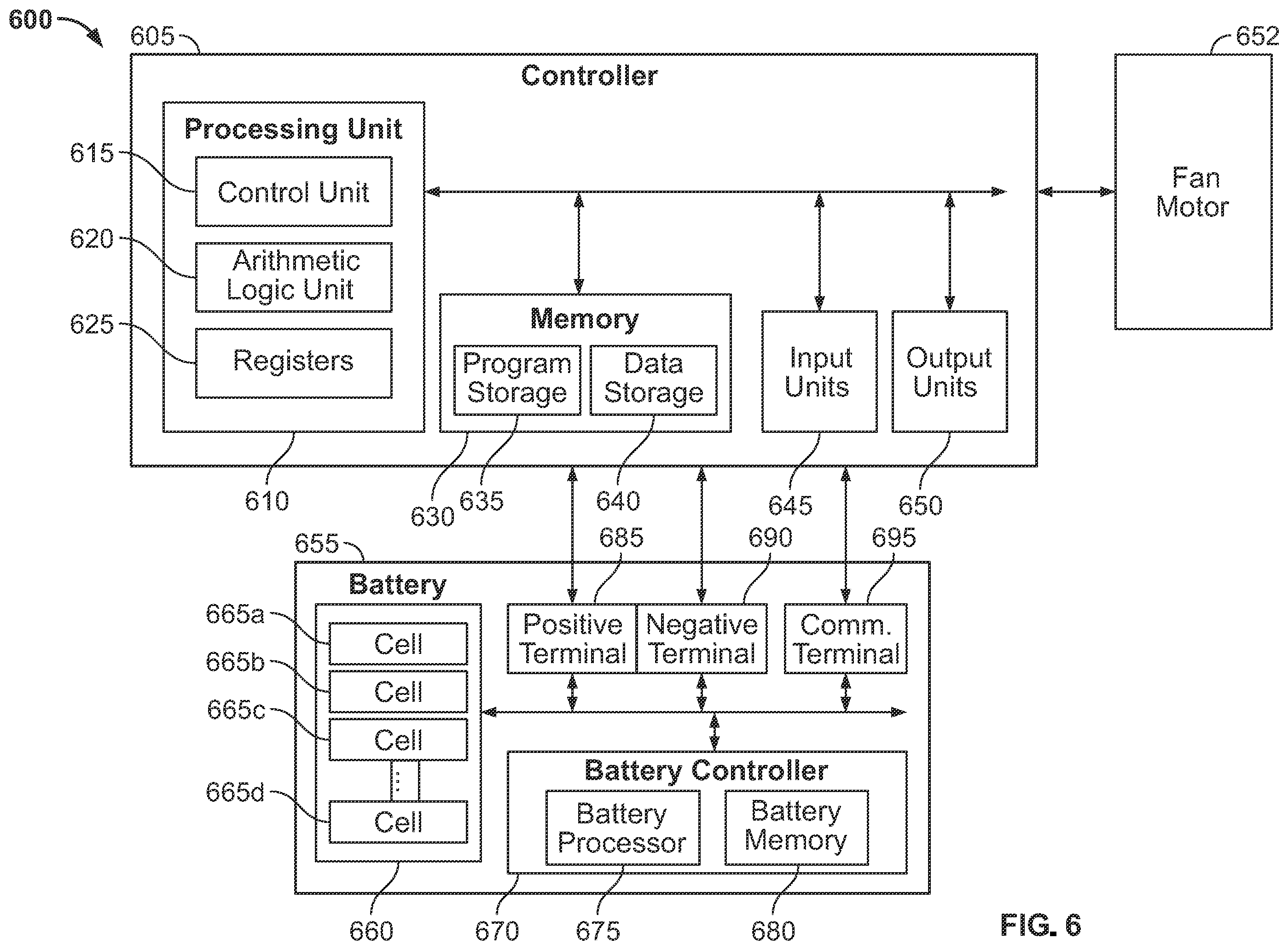 Patent US12348066 Figure 6 – Charger with battery pack cooling fan