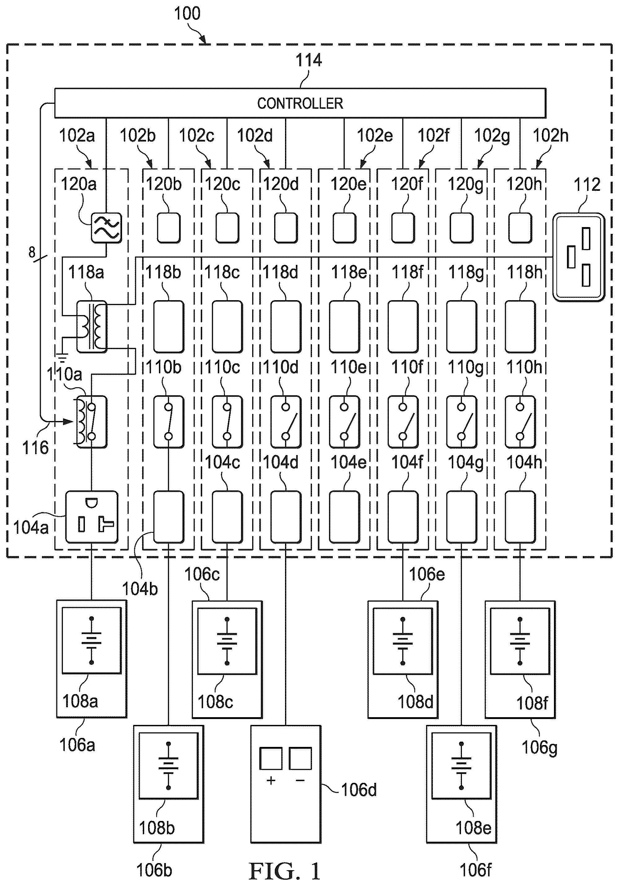 Patent US12348074 Figure 1 – Battery charger system
