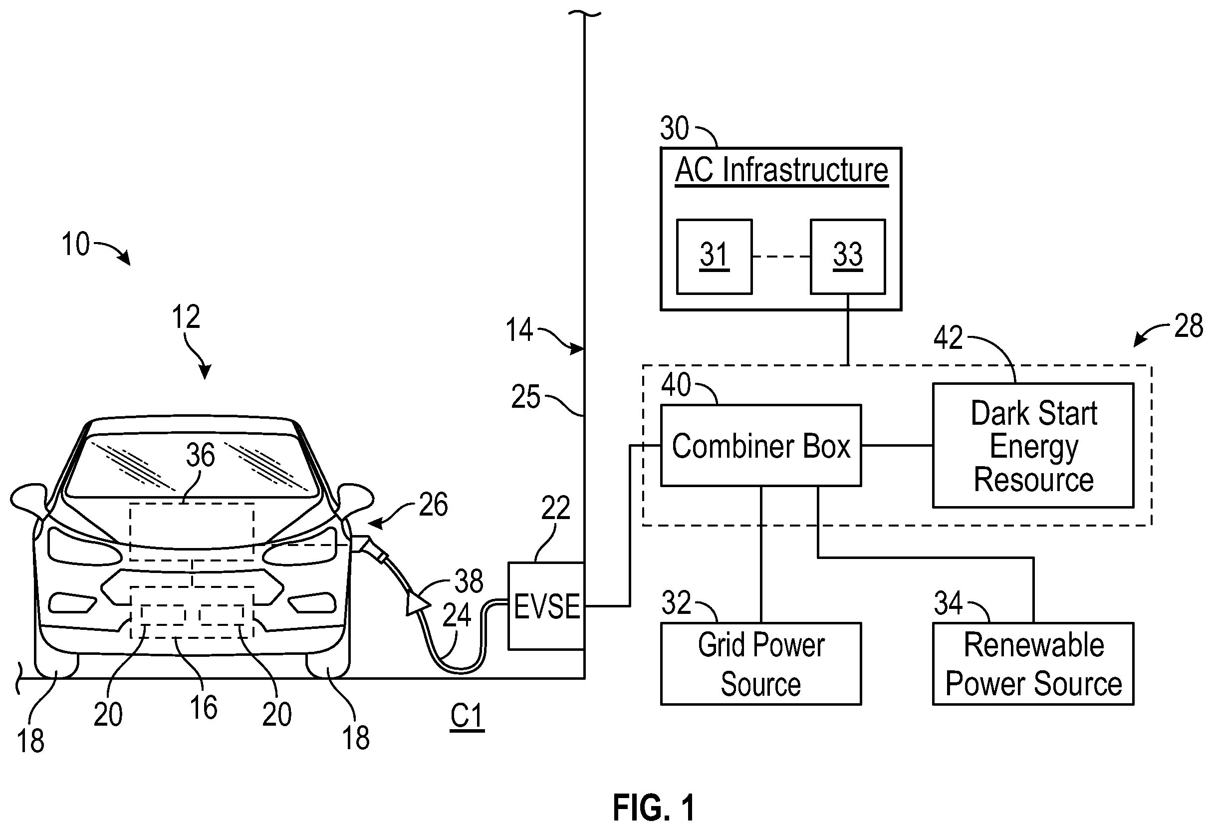Patent US12348077 — Systems and methods for controlling home energy management systems that include dark start energy storage resources — Figure 1