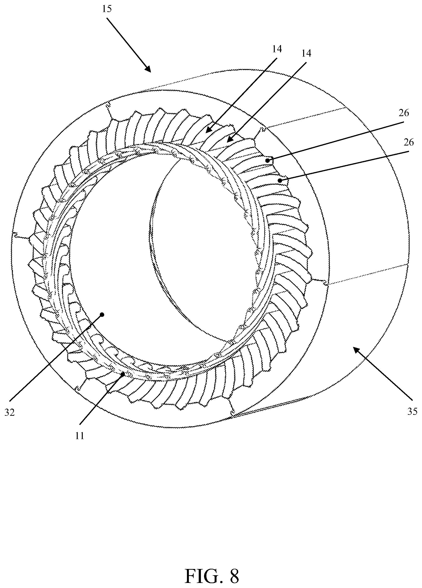 Patent US12348080 Figure 6 – Stator with closed slots with a fluid injection cooling system for an electric machine and electric machine comprising said stator