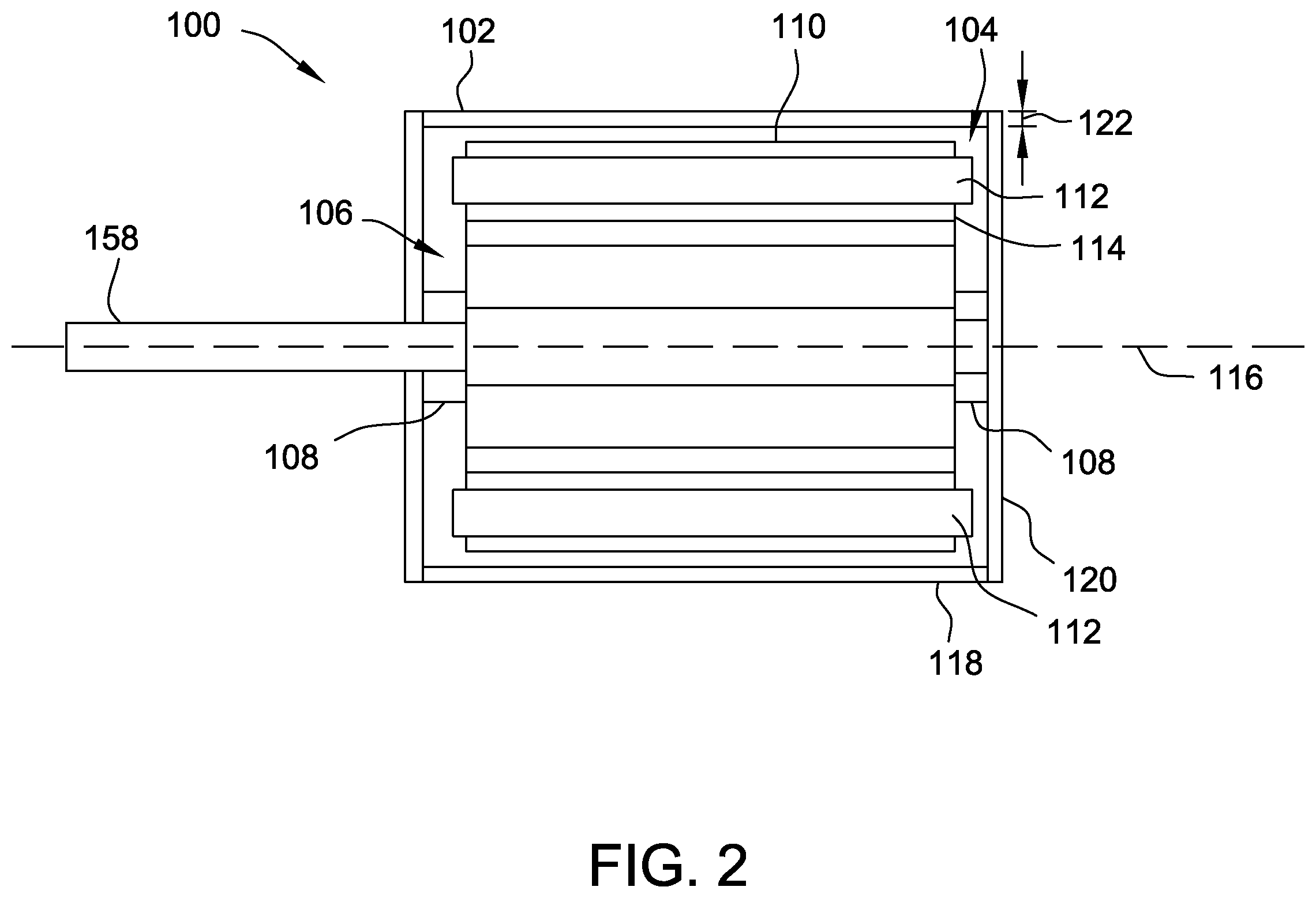 Patent US12348081 Figure 2 – Stator assembly including stiffener and method of assembly thereof