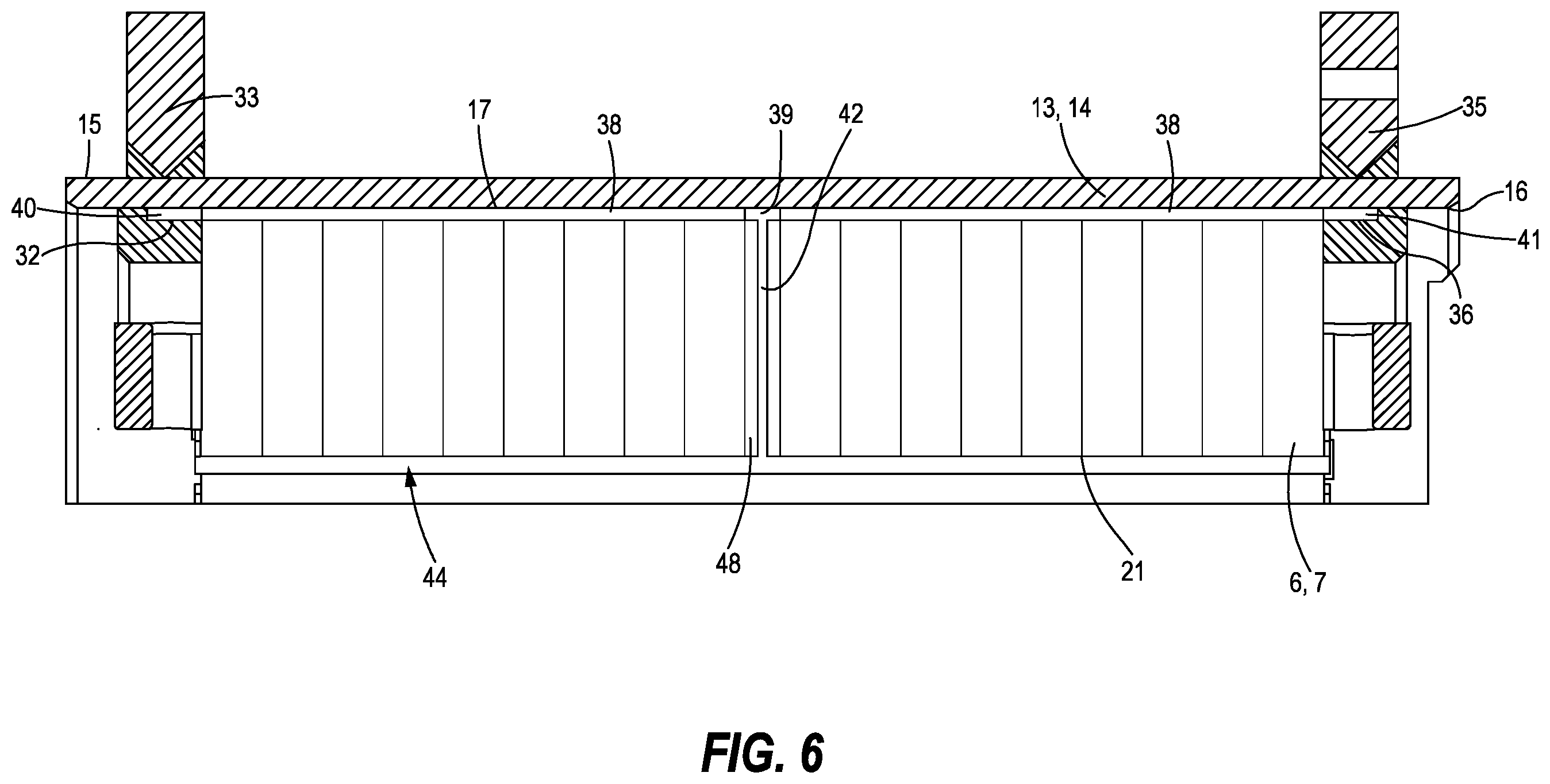 Patent US12348082 Figure 5 – Fluid cooled stator with grooves in stator core