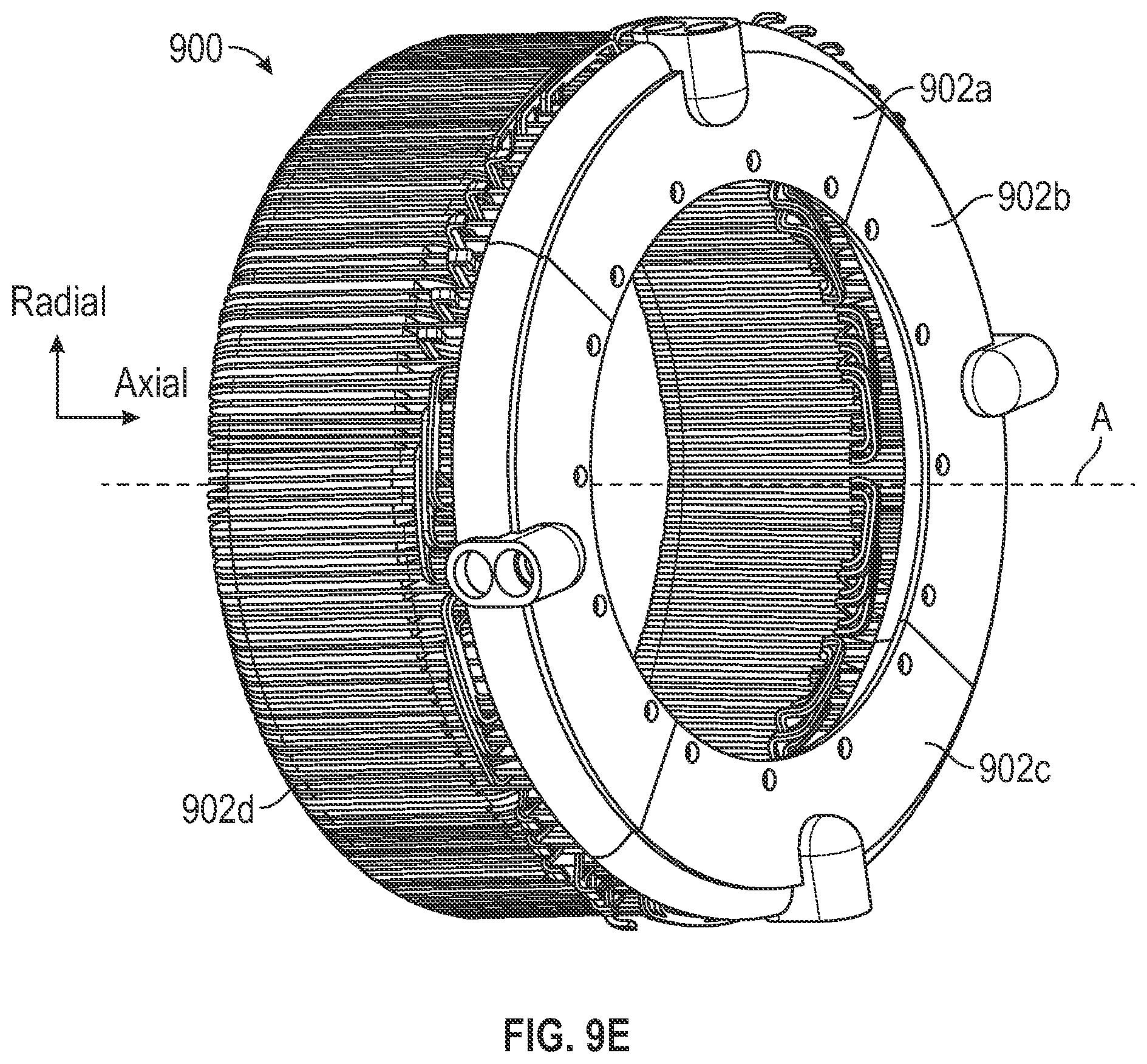 Patent US12348084 Figure 18 – Electric machine having multi-function cooling channels