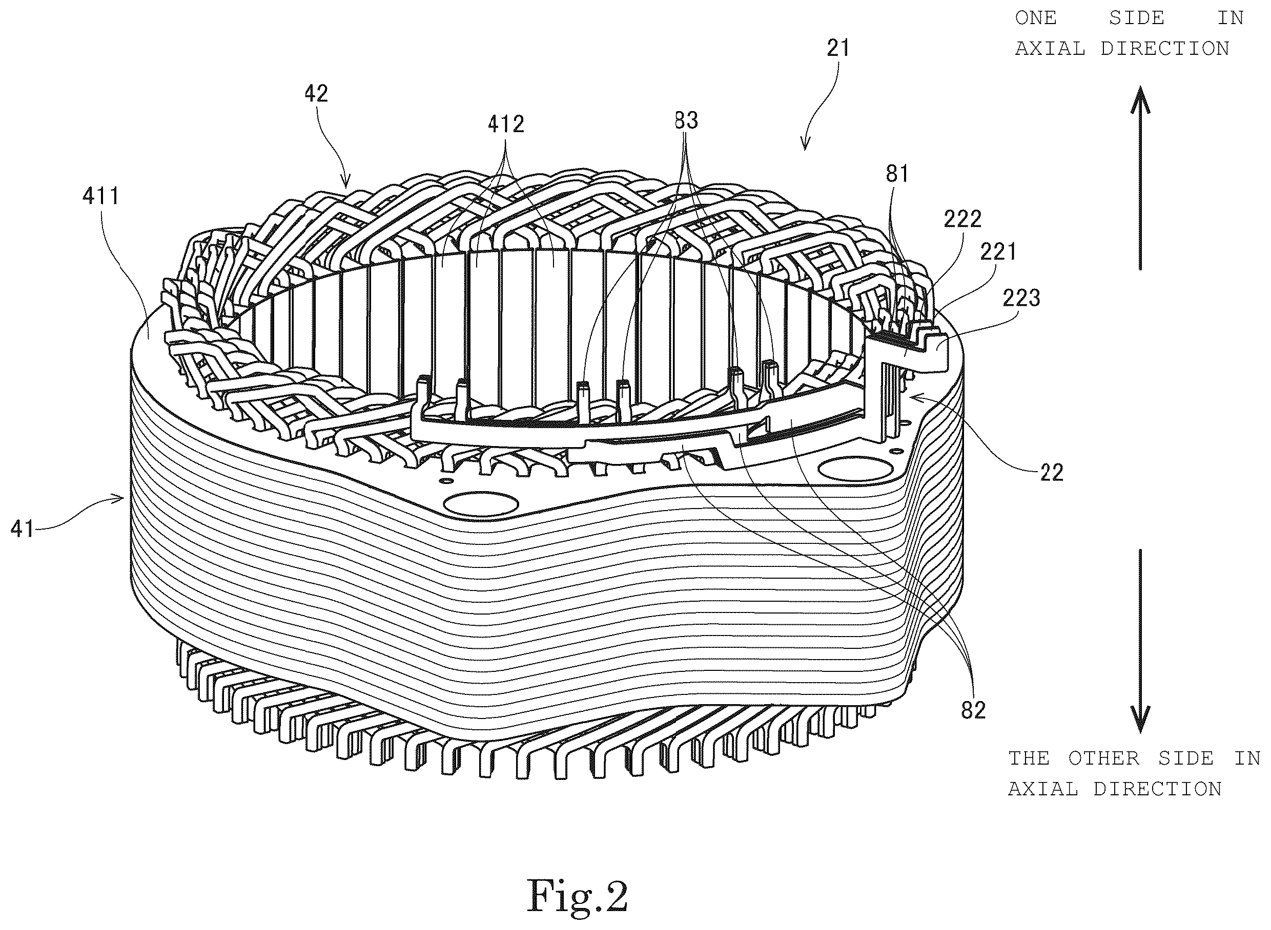 Patent US12348089 Figure 2 – Stator and motor