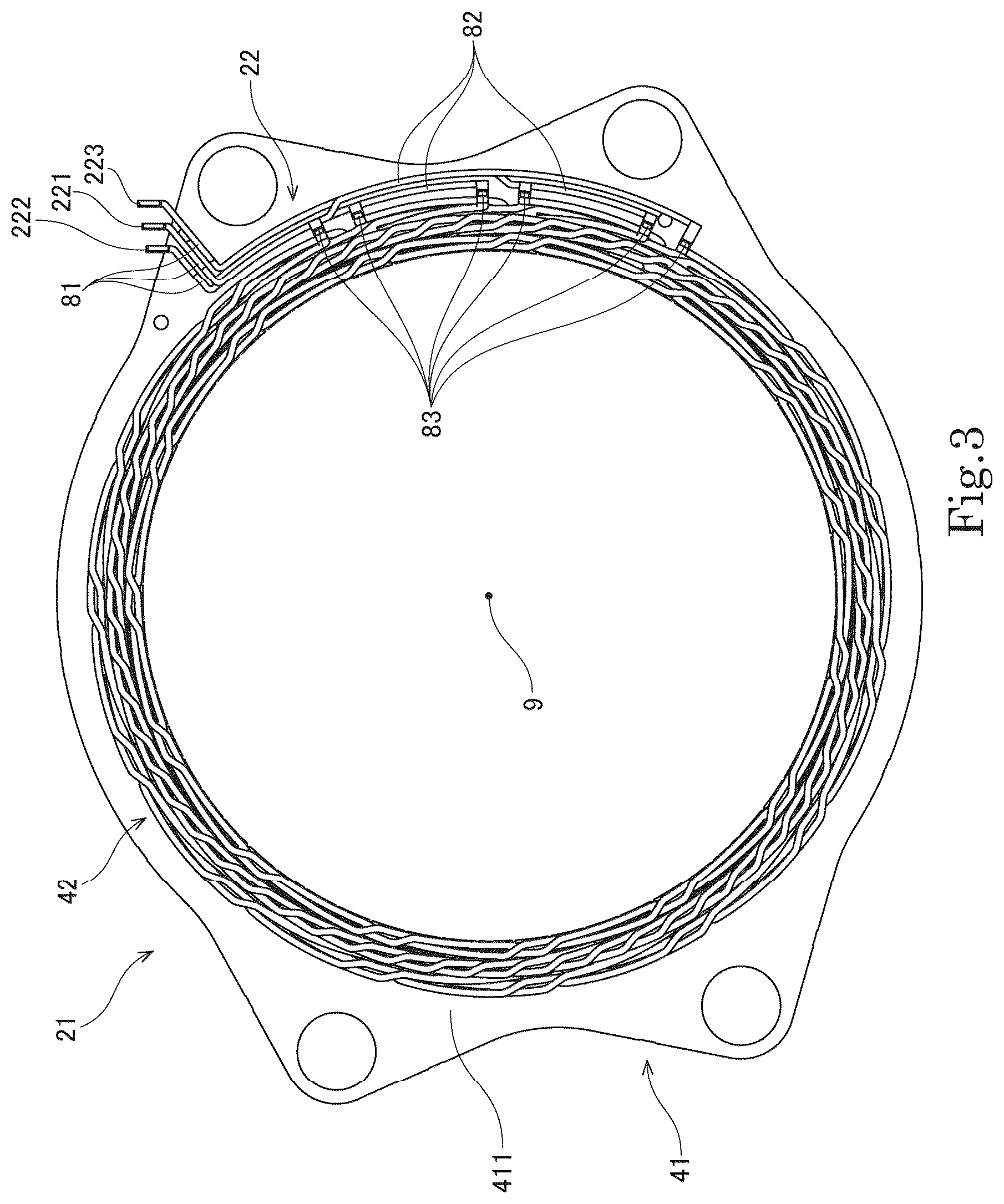 Patent US12348089 Figure 3 – Stator and motor
