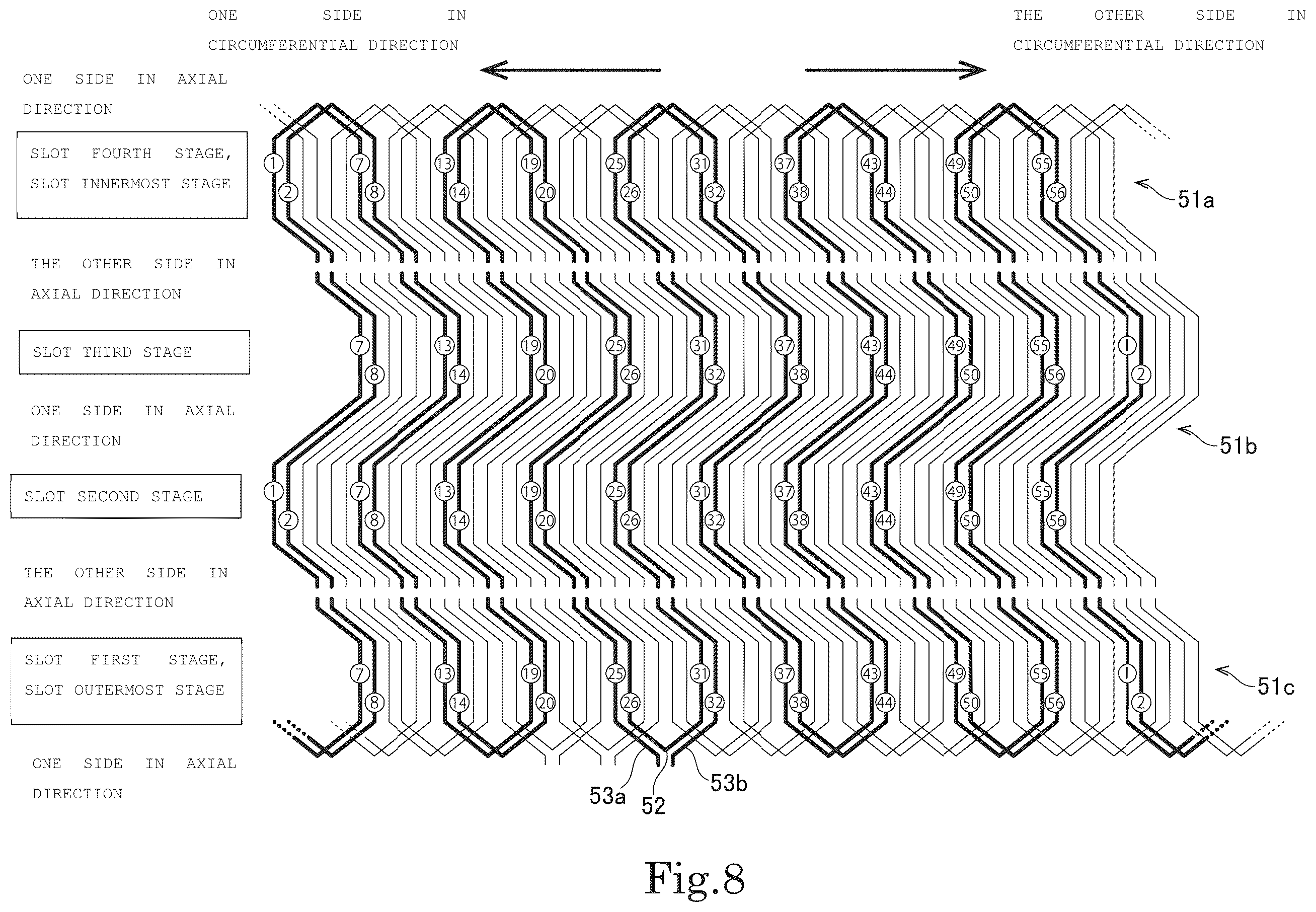 Patent US12348089 Figure 8 – Stator and motor