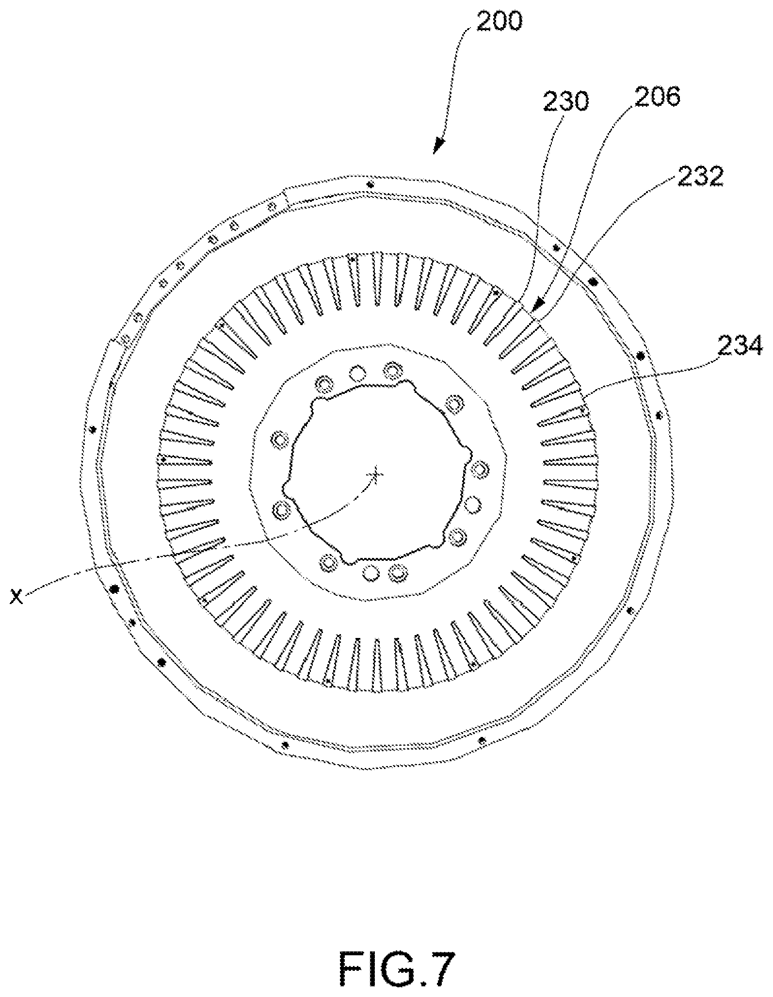 Patent US12348090 Figure 5 – Apparatus for deforming conductors protruding from a side of a stator or of a rotor of an electric machine