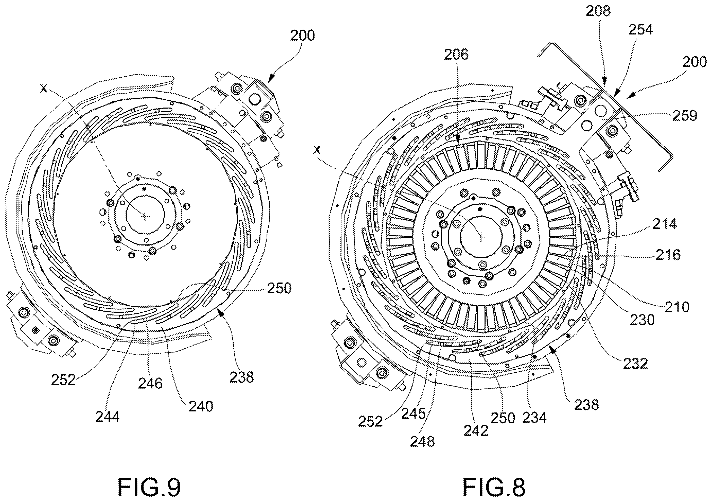 Patent US12348090 Figure 6 – Apparatus for deforming conductors protruding from a side of a stator or of a rotor of an electric machine