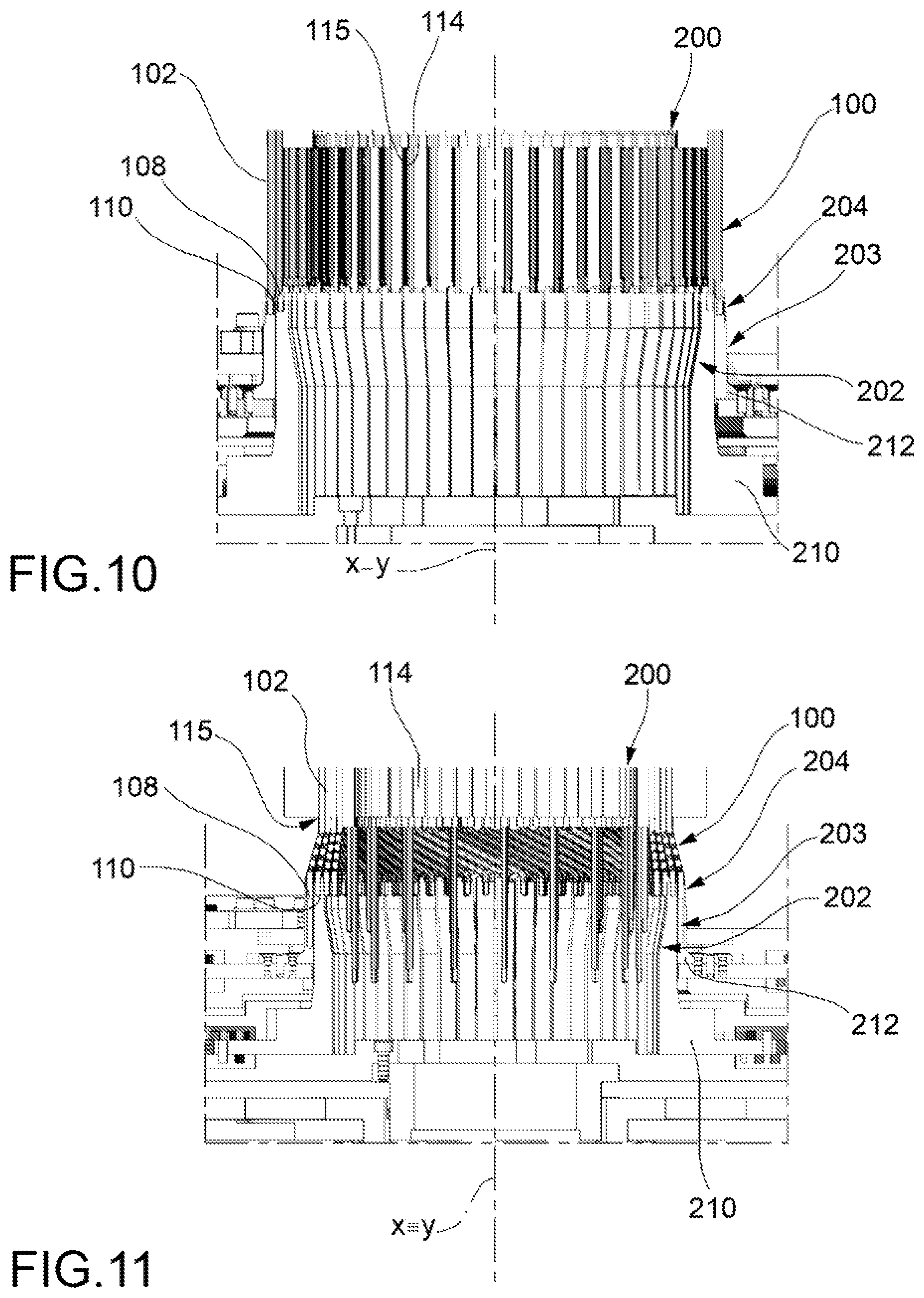 Patent US12348090 Figure 7 – Apparatus for deforming conductors protruding from a side of a stator or of a rotor of an electric machine