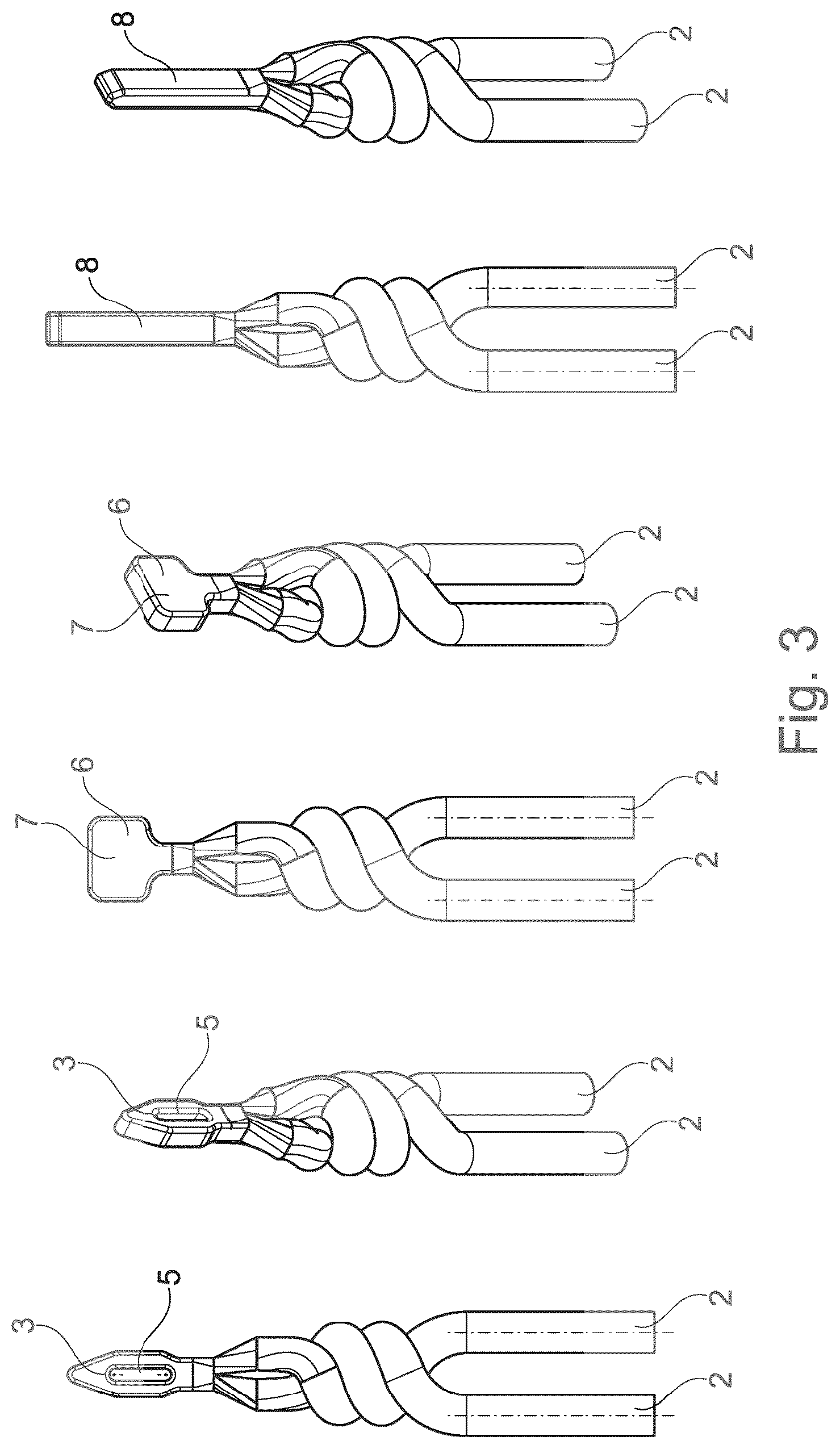 Patent US12348097 Figure 3 – Method for electrically contacting at least one enameled copper wire with a component of an electric motor, generator, sensor or electromagnet by means of electrical contacts formed on the enameled copper wires and additional potting